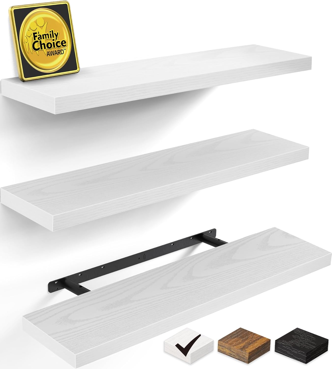 Rustic Brown Bathroom Floating Shelves