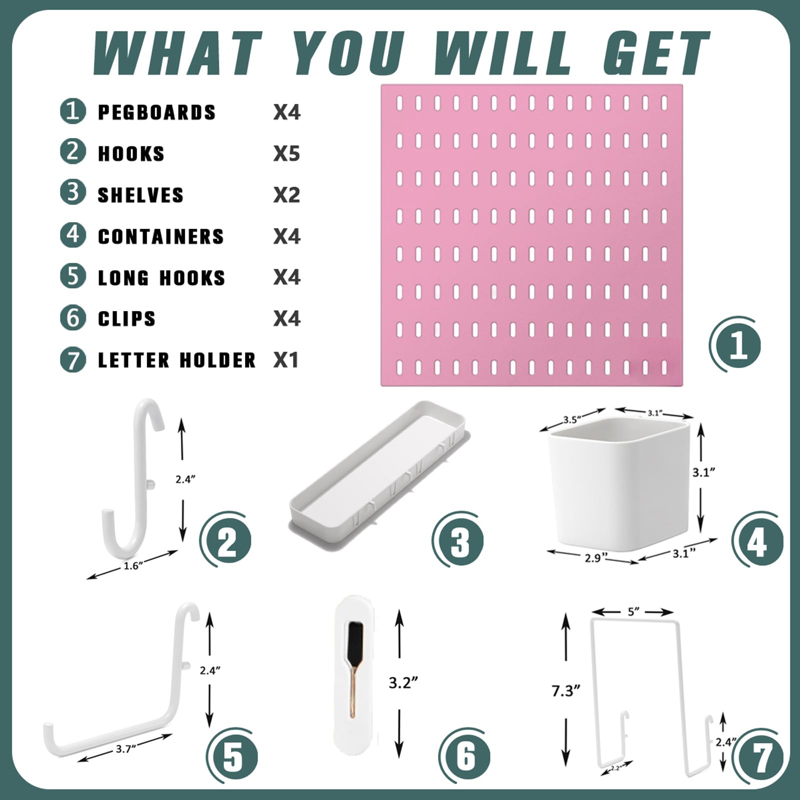 Pegboard Combination Kit, 25.2" x 25.2" Wall Mounted Storage Set