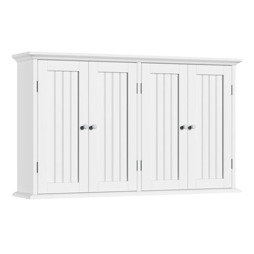 ChooChoo Laundry Cabinet with 4 Doors and Adjustable Shelves | 9.06"D x 40.9"W x 24"H, Bathroom Wall Cabinet, Cupboard, White