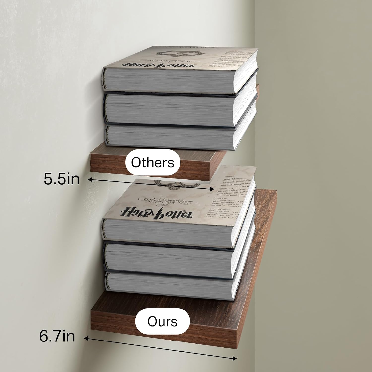 Rustic Brown Bathroom Floating Shelves