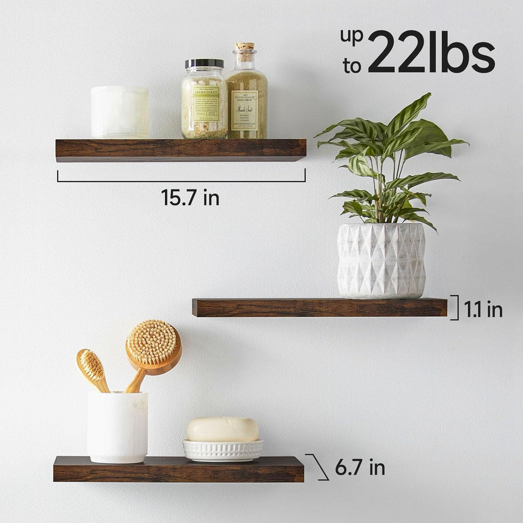 Rustic Brown Bathroom Floating Shelves