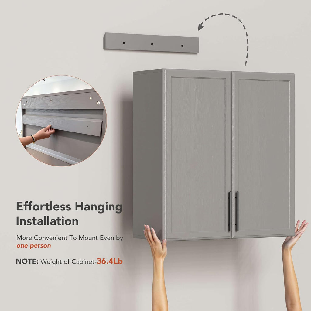 59" Wall Cabinets for Laundry Room with Adjustable Shelf