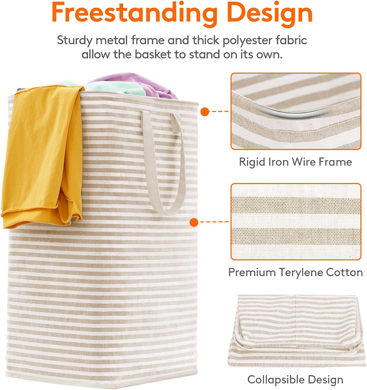 2 Pack Laundry Basket 80L Each, Collapsible Clothes Hamper with Reinforced Handles