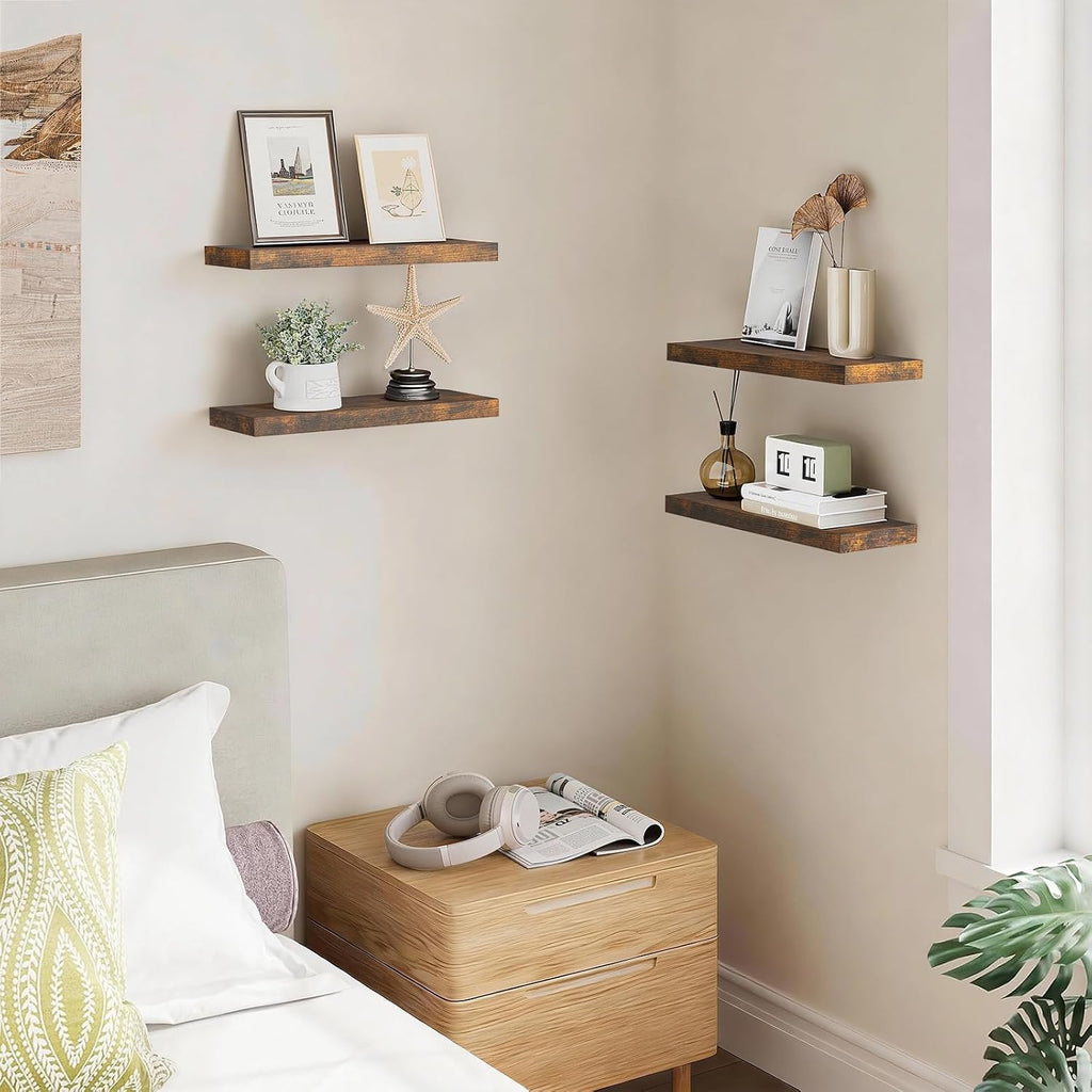 Rustic Brown Bathroom Floating Shelves