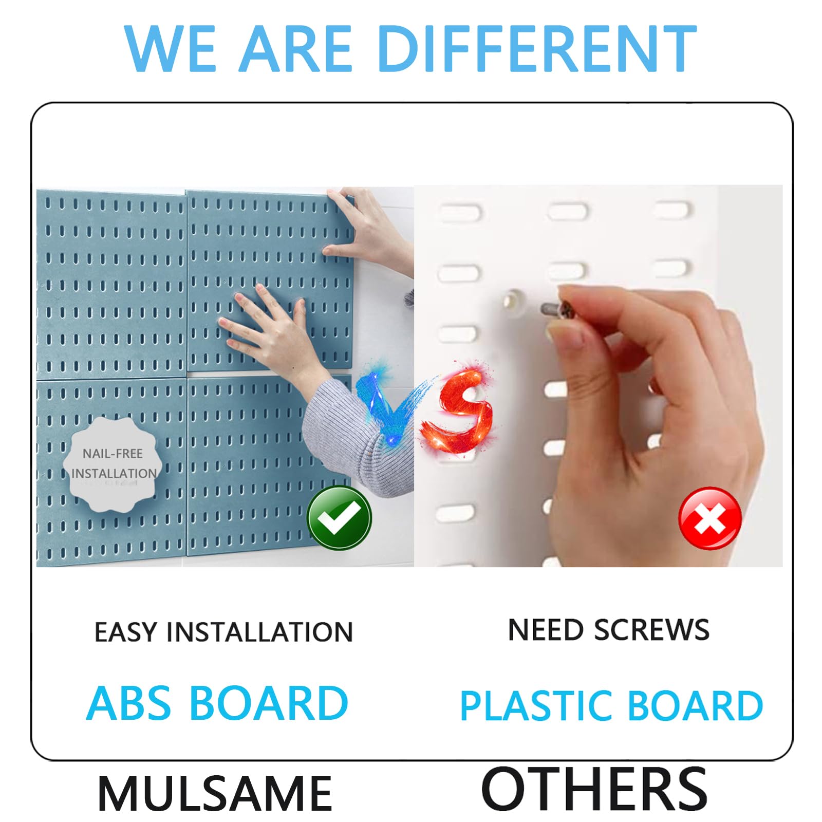 Pegboard Combination Kit, 25.2" x 25.2" Wall Mounted Storage Set