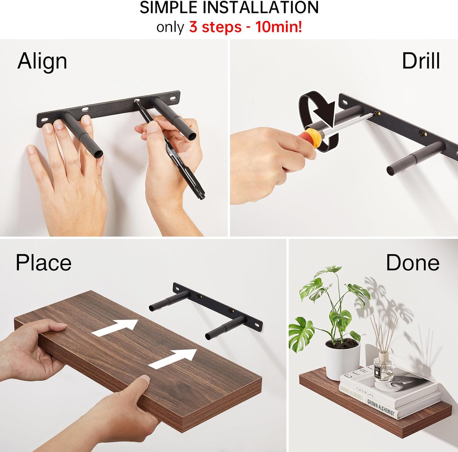 Rustic Brown Bathroom Floating Shelves