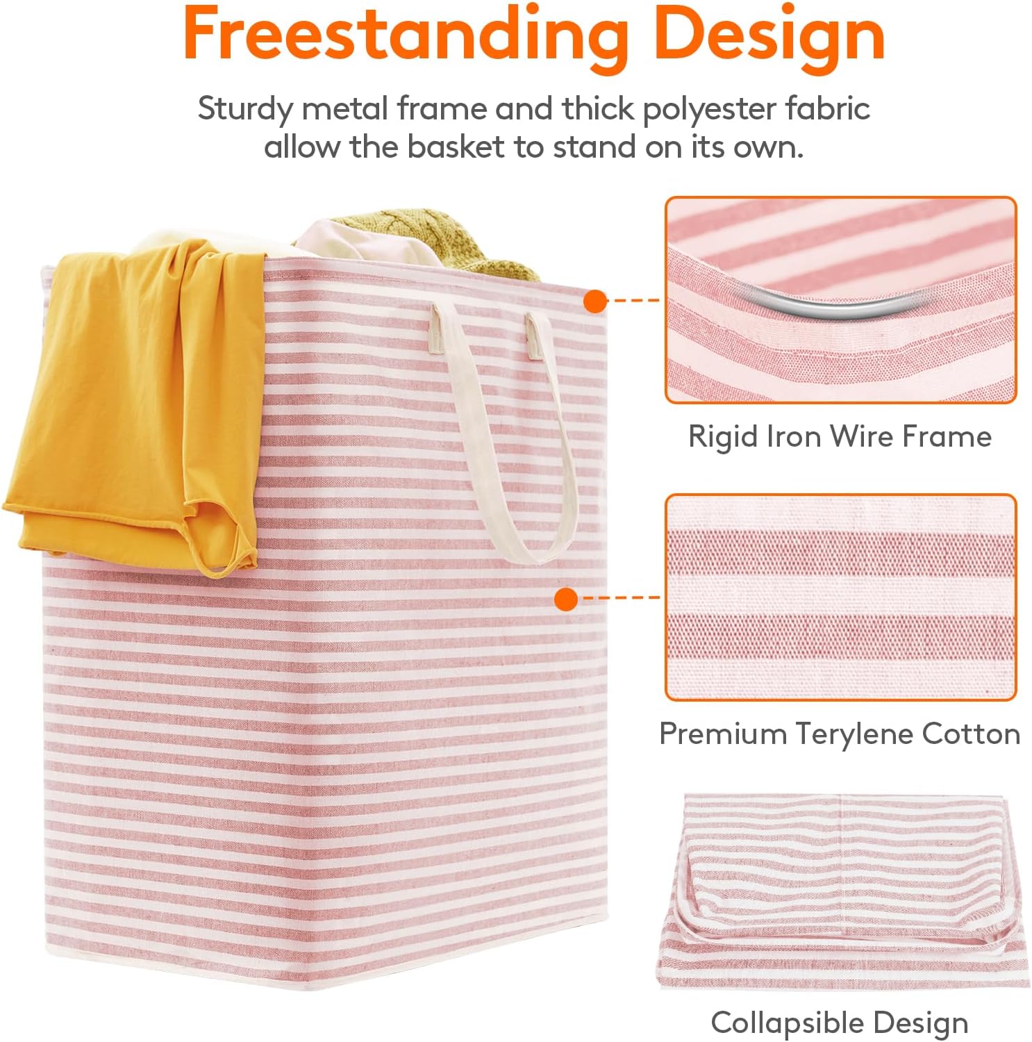 2 Pack Laundry Basket 80L Each, Collapsible Clothes Hamper with Reinforced Handles