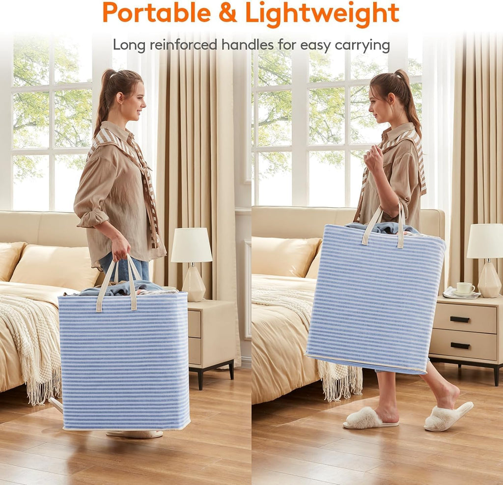 2 Pack Laundry Basket 80L Each, Collapsible Clothes Hamper with Reinforced Handles