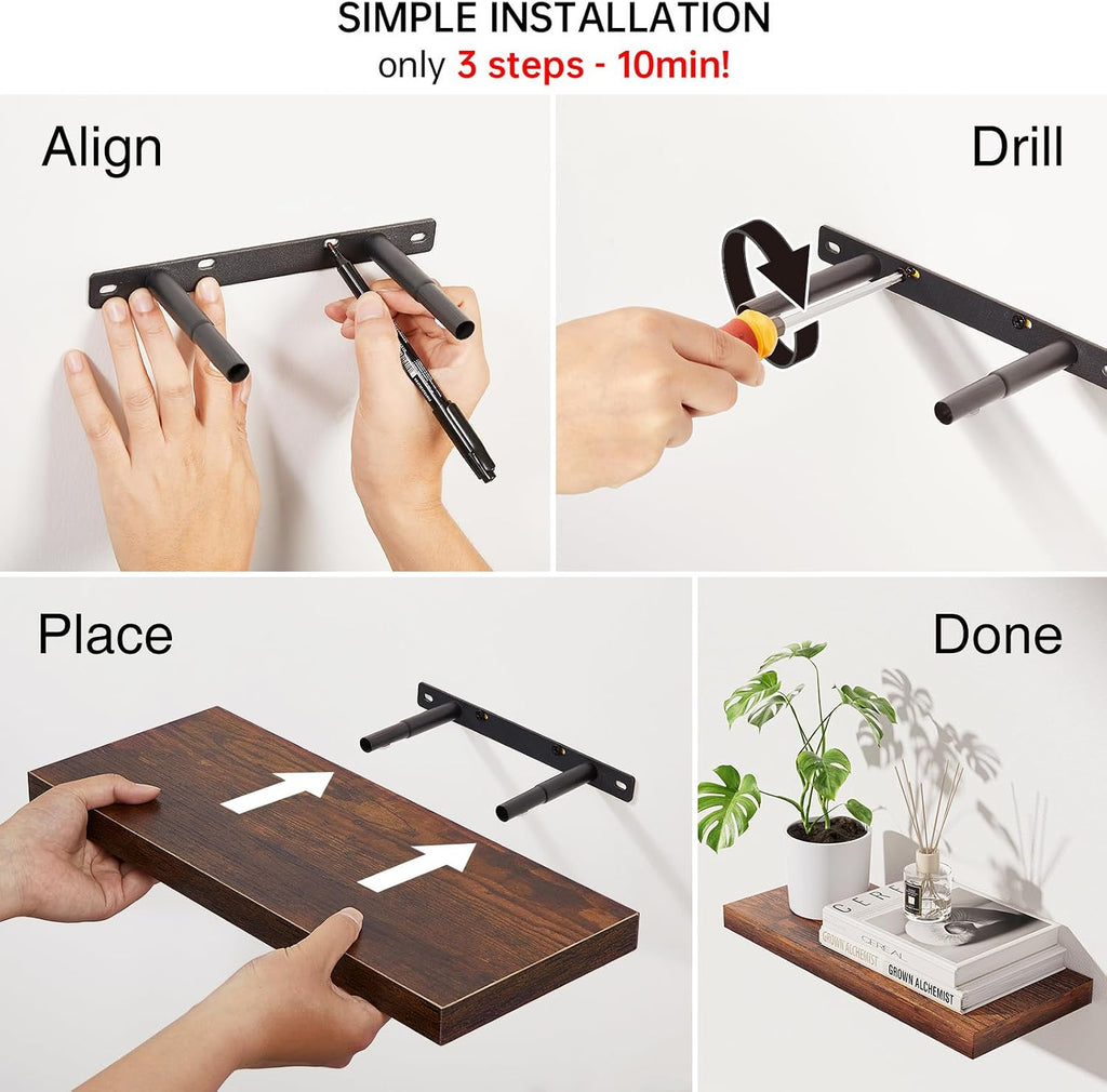 Rustic Brown Bathroom Floating Shelves