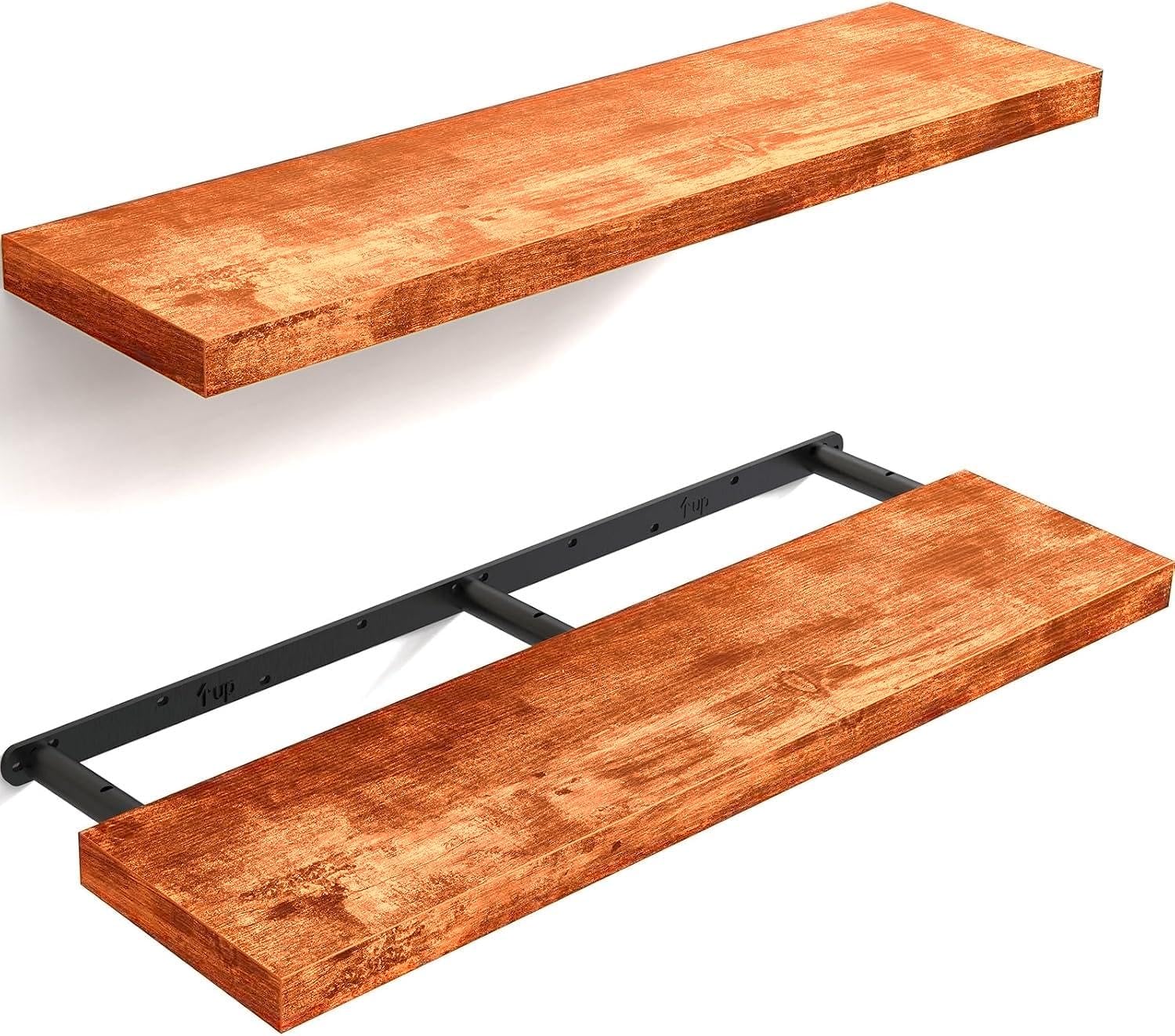 Rustic Brown Bathroom Floating Shelves
