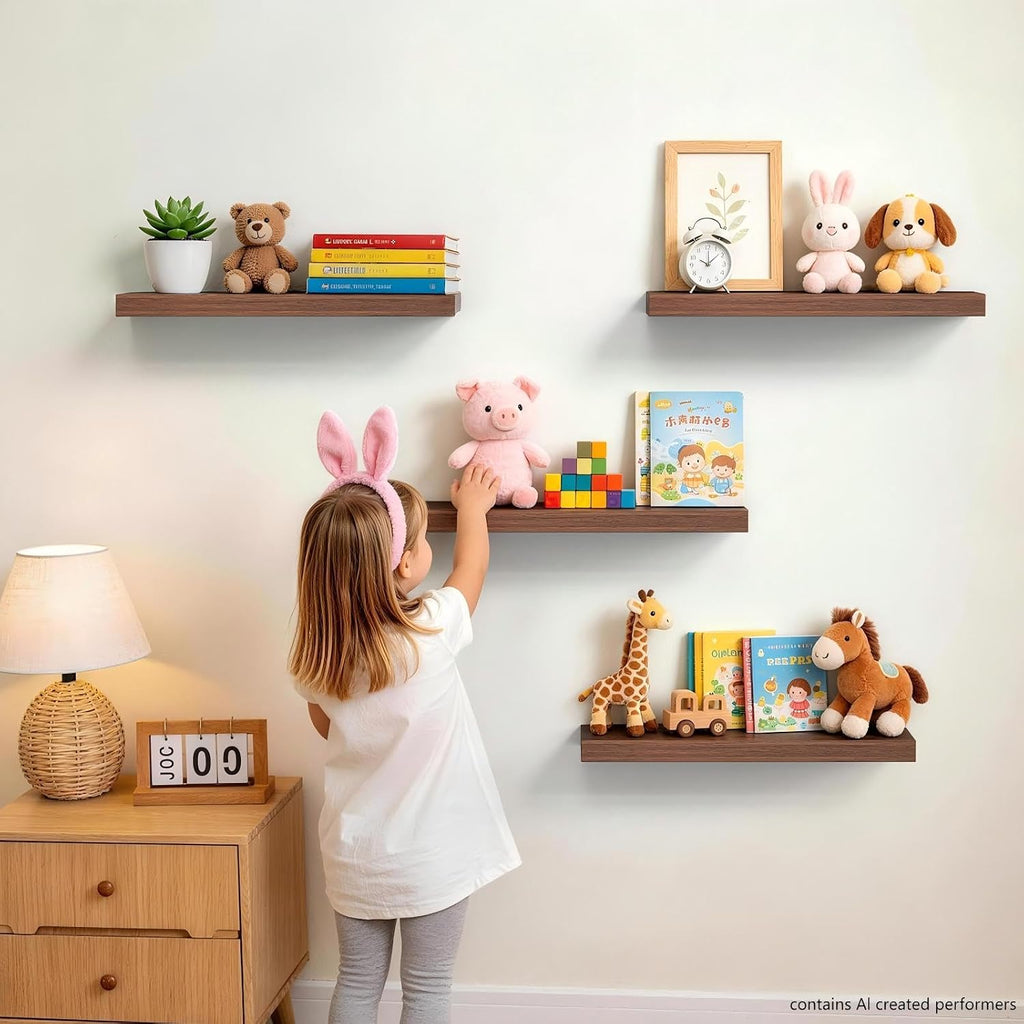 Rustic Brown Bathroom Floating Shelves