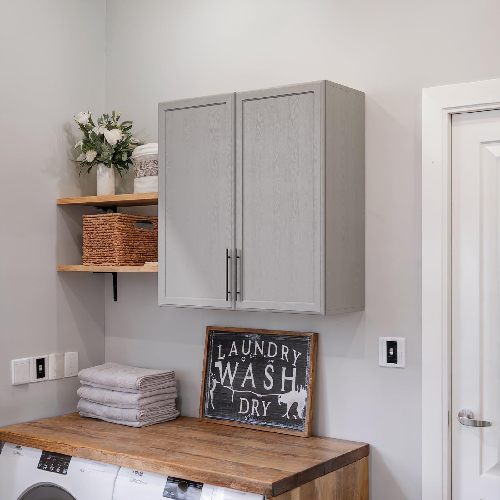 59" Wall Cabinets for Laundry Room with Adjustable Shelf