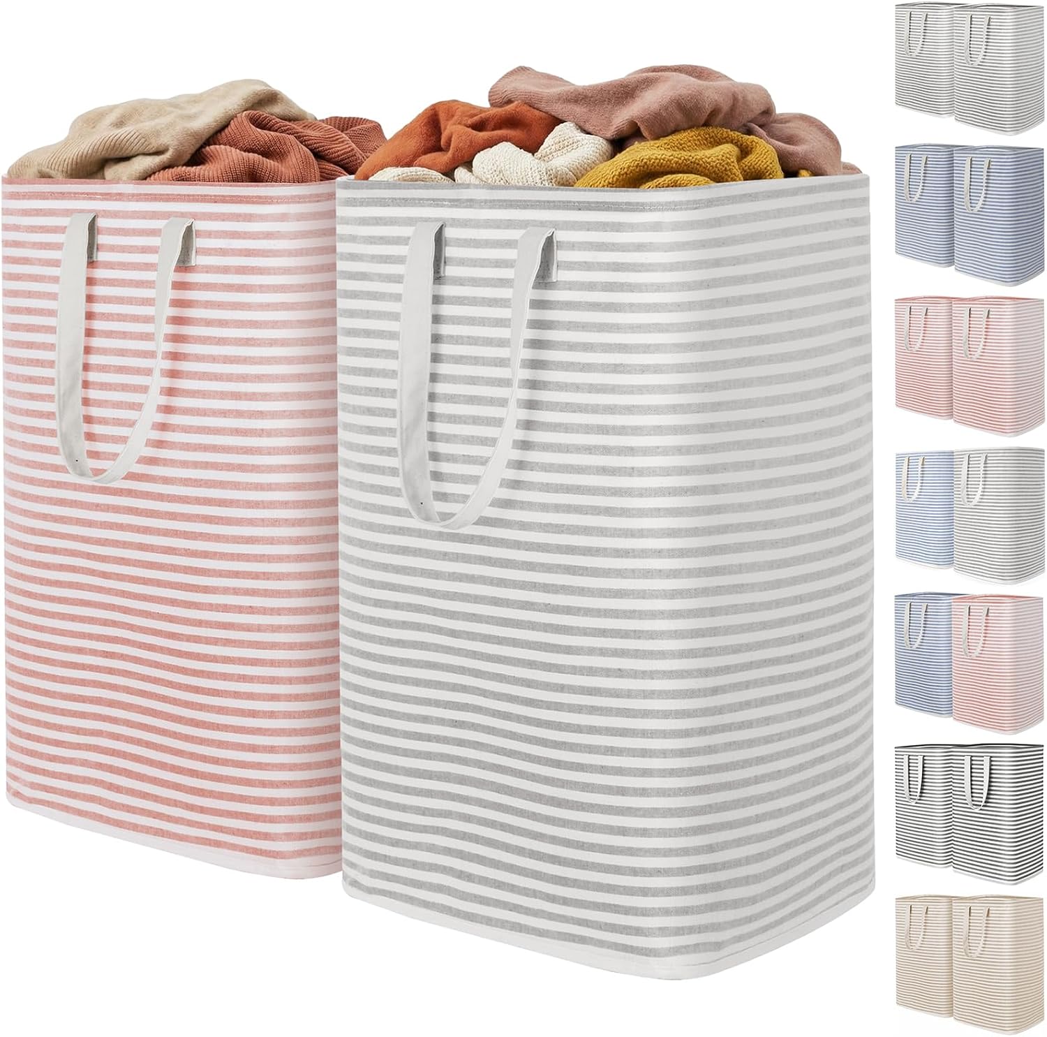 2 Pack Laundry Basket 80L Each, Collapsible Clothes Hamper with Reinforced Handles