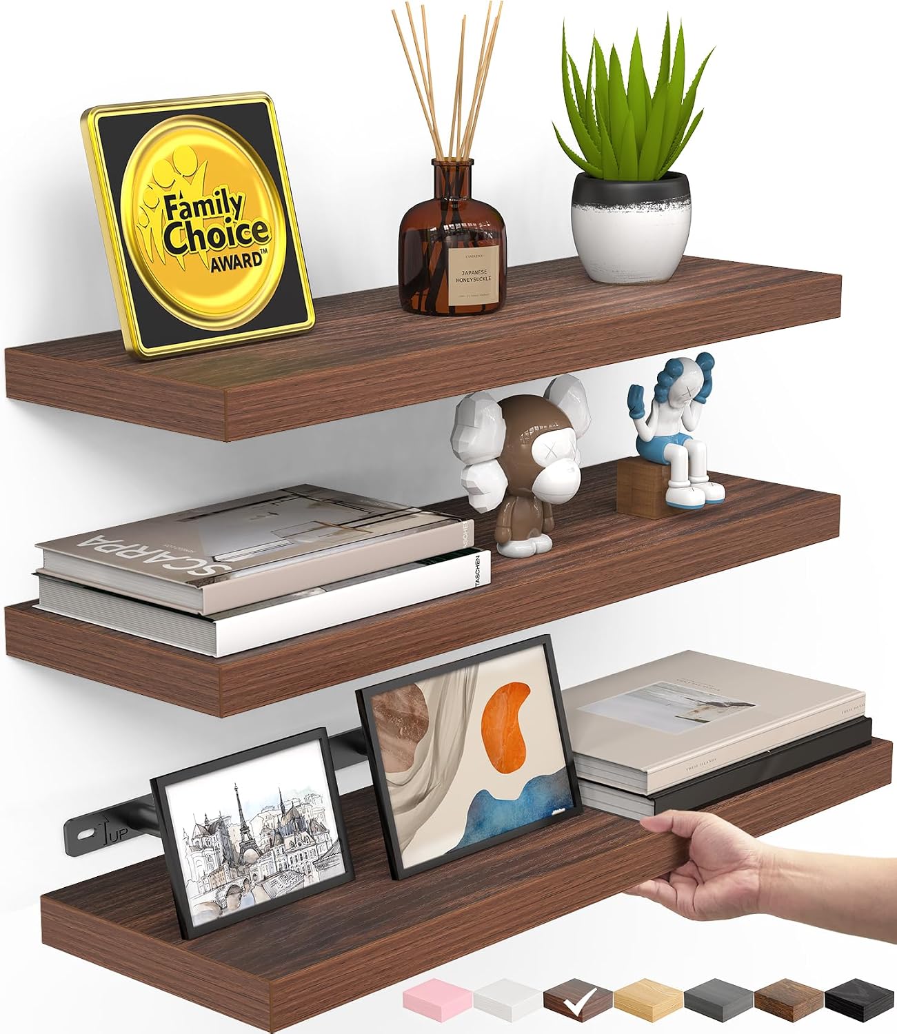 Rustic Brown Bathroom Floating Shelves