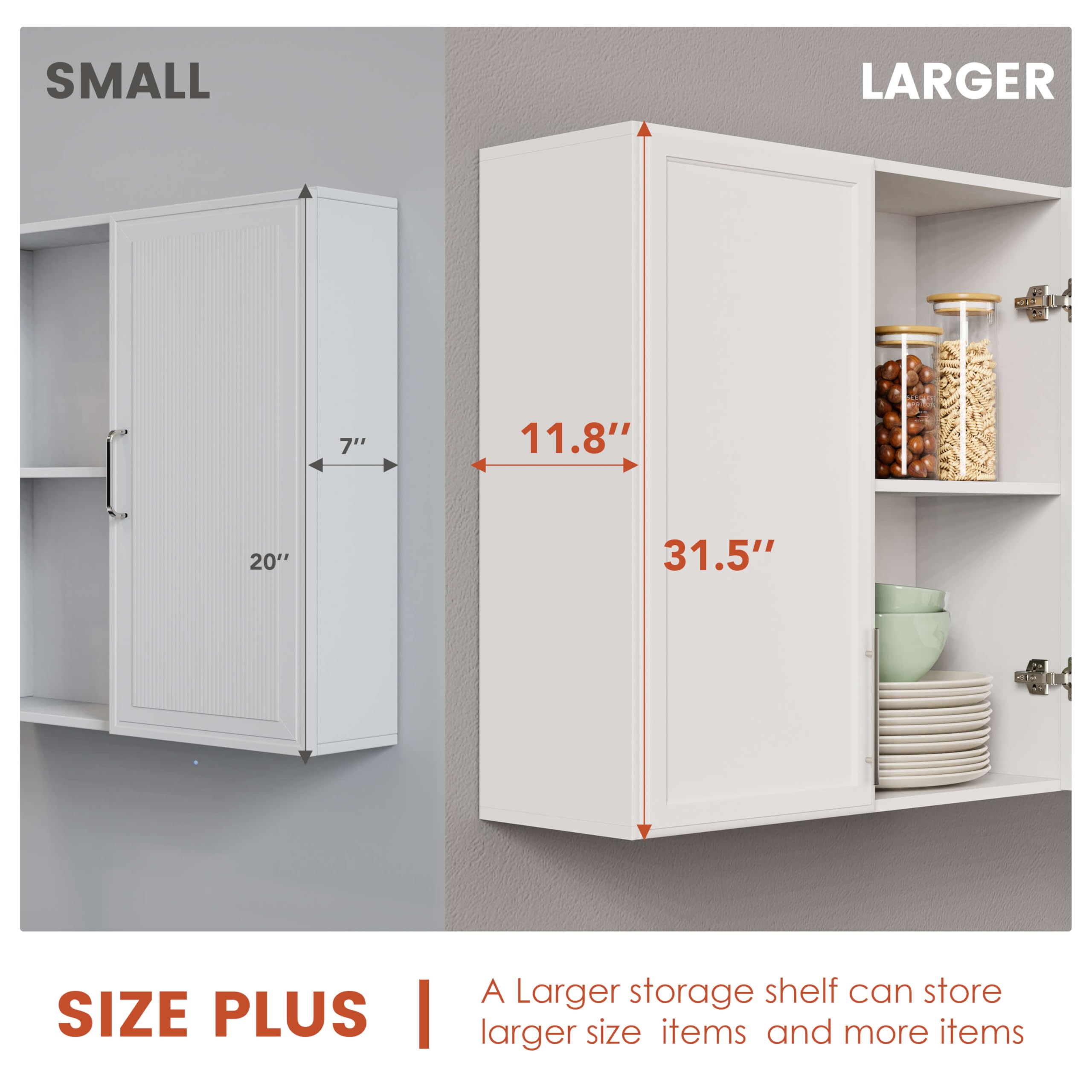 59" Wall Cabinets for Laundry Room with Adjustable Shelf