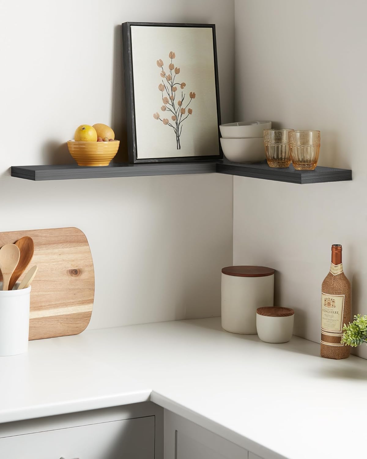 Rustic Brown Bathroom Floating Shelves