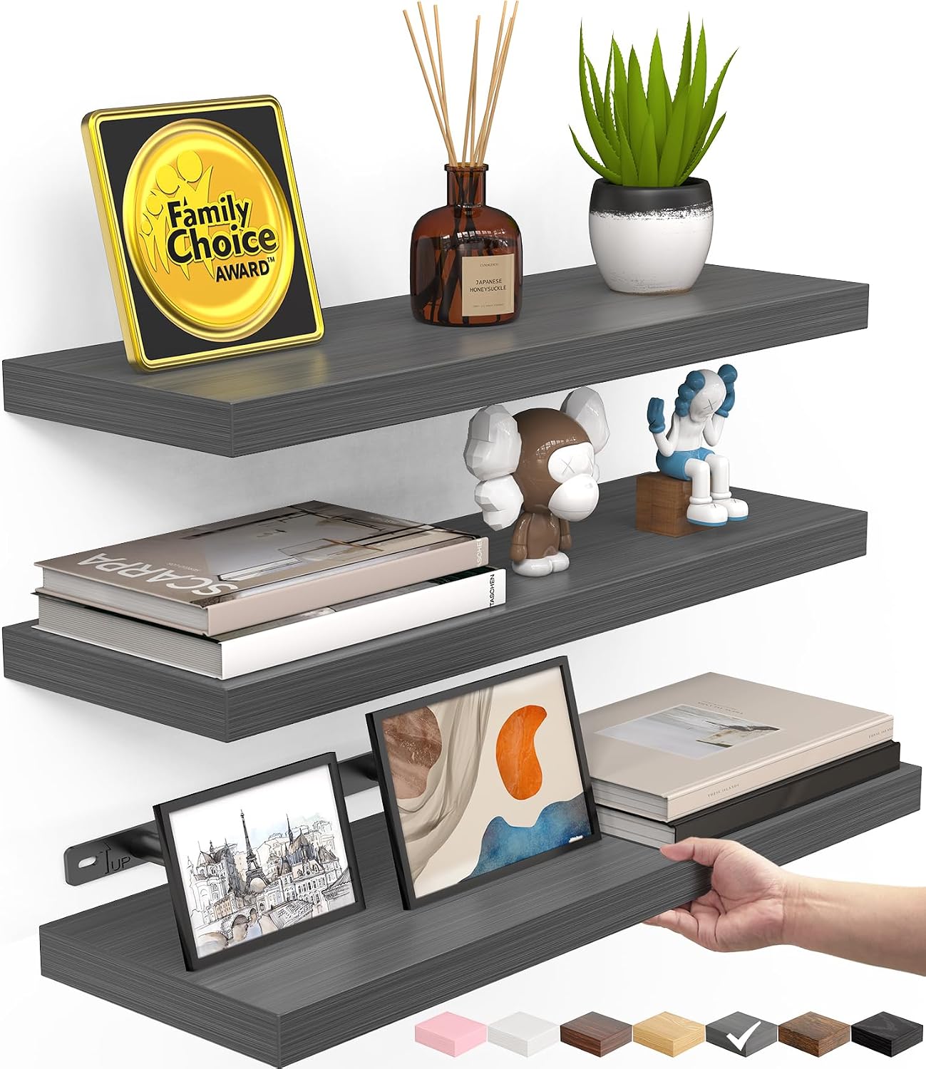 Rustic Brown Bathroom Floating Shelves