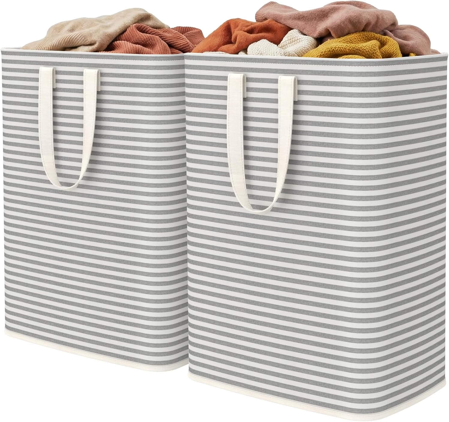 2 Pack Laundry Basket 80L Each, Collapsible Clothes Hamper with Reinforced Handles