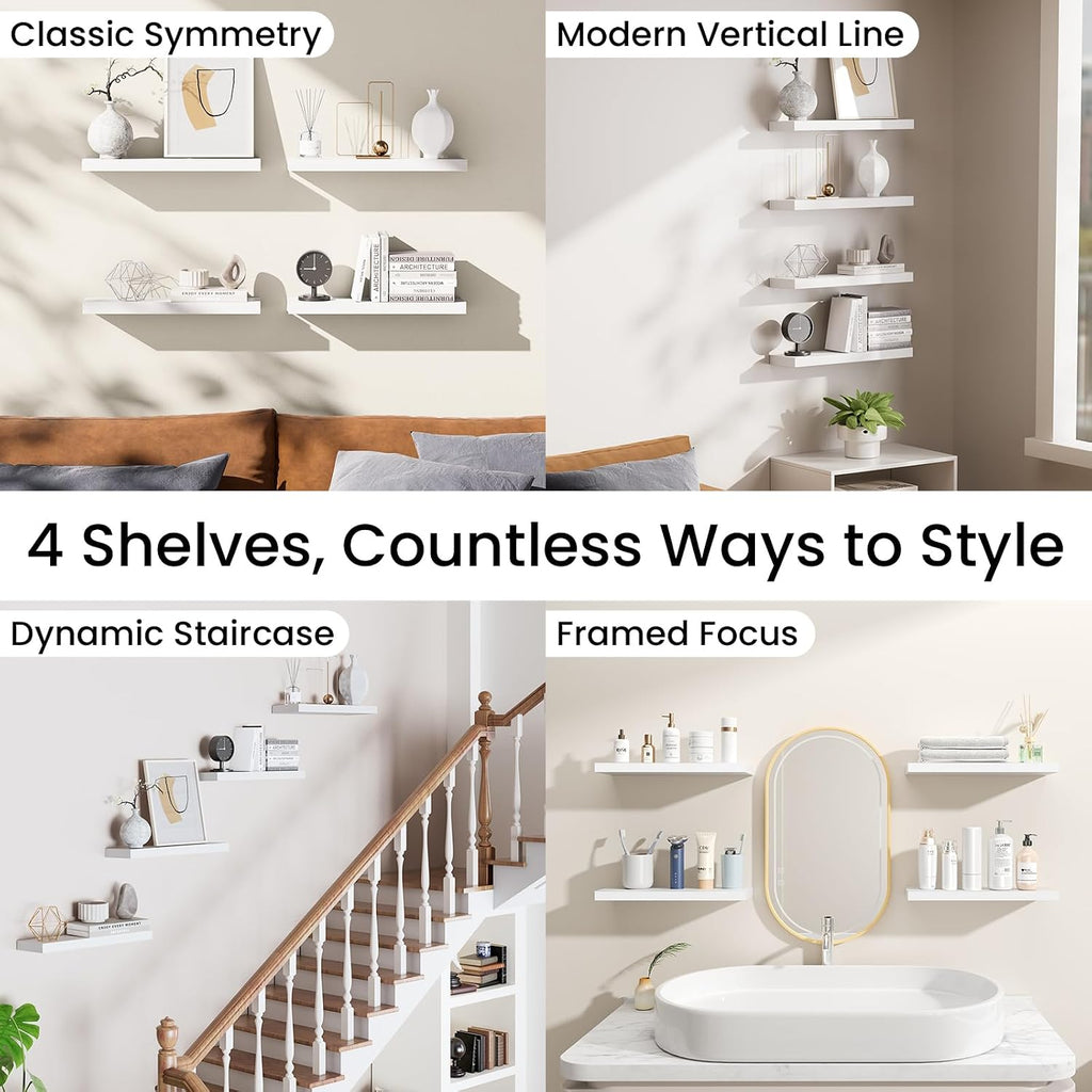 Rustic Brown Bathroom Floating Shelves