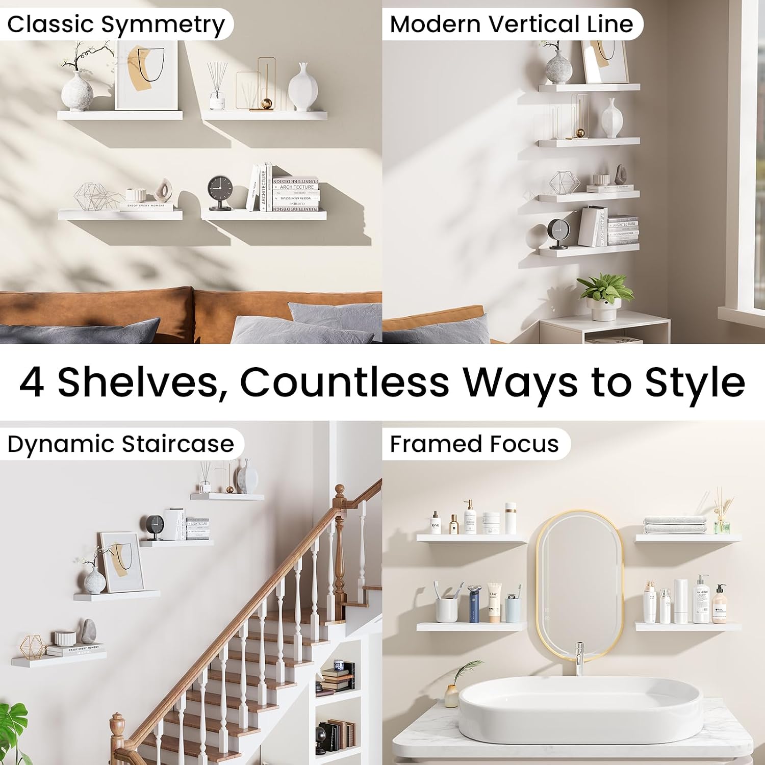 Rustic Brown Bathroom Floating Shelves