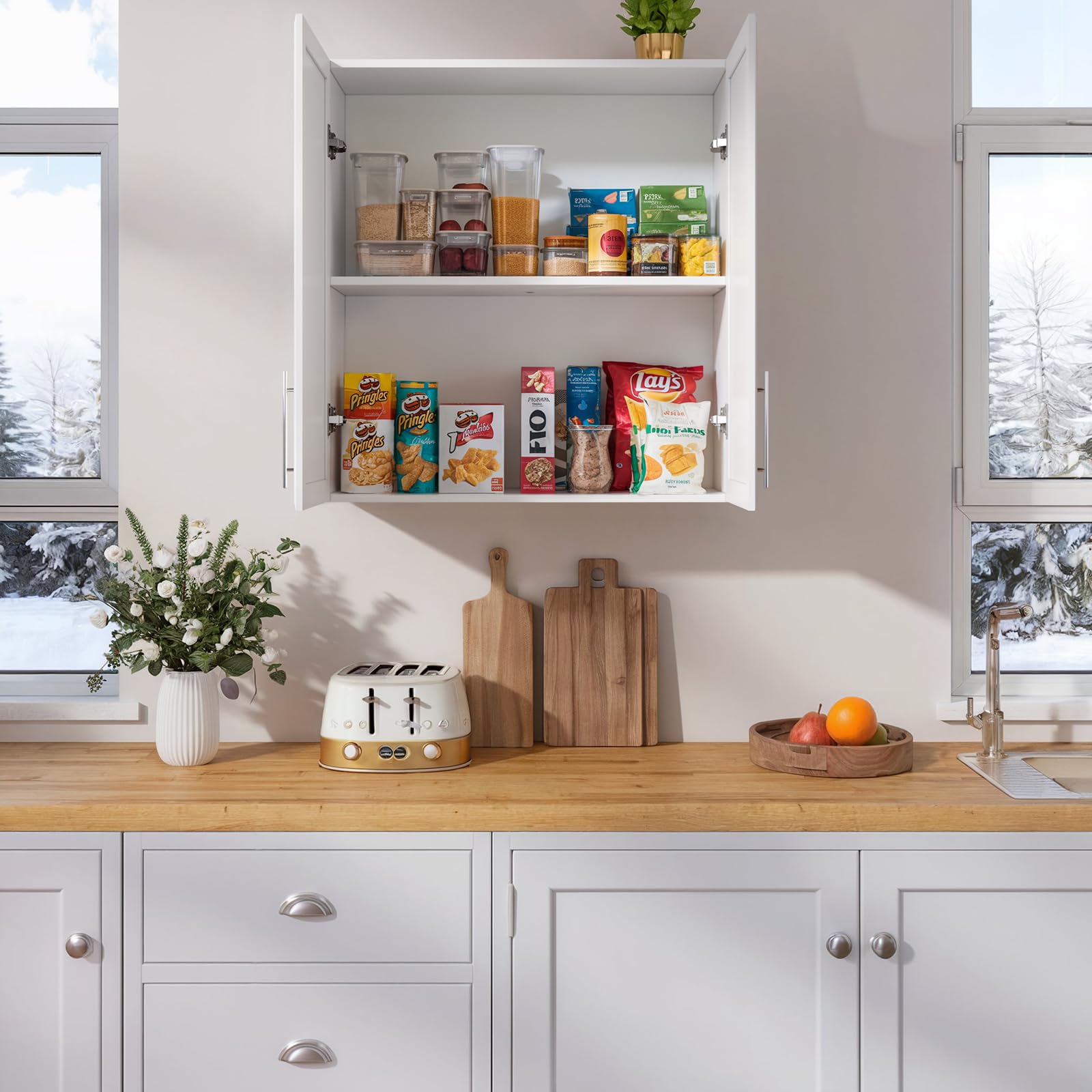 59" Wall Cabinets for Laundry Room with Adjustable Shelf
