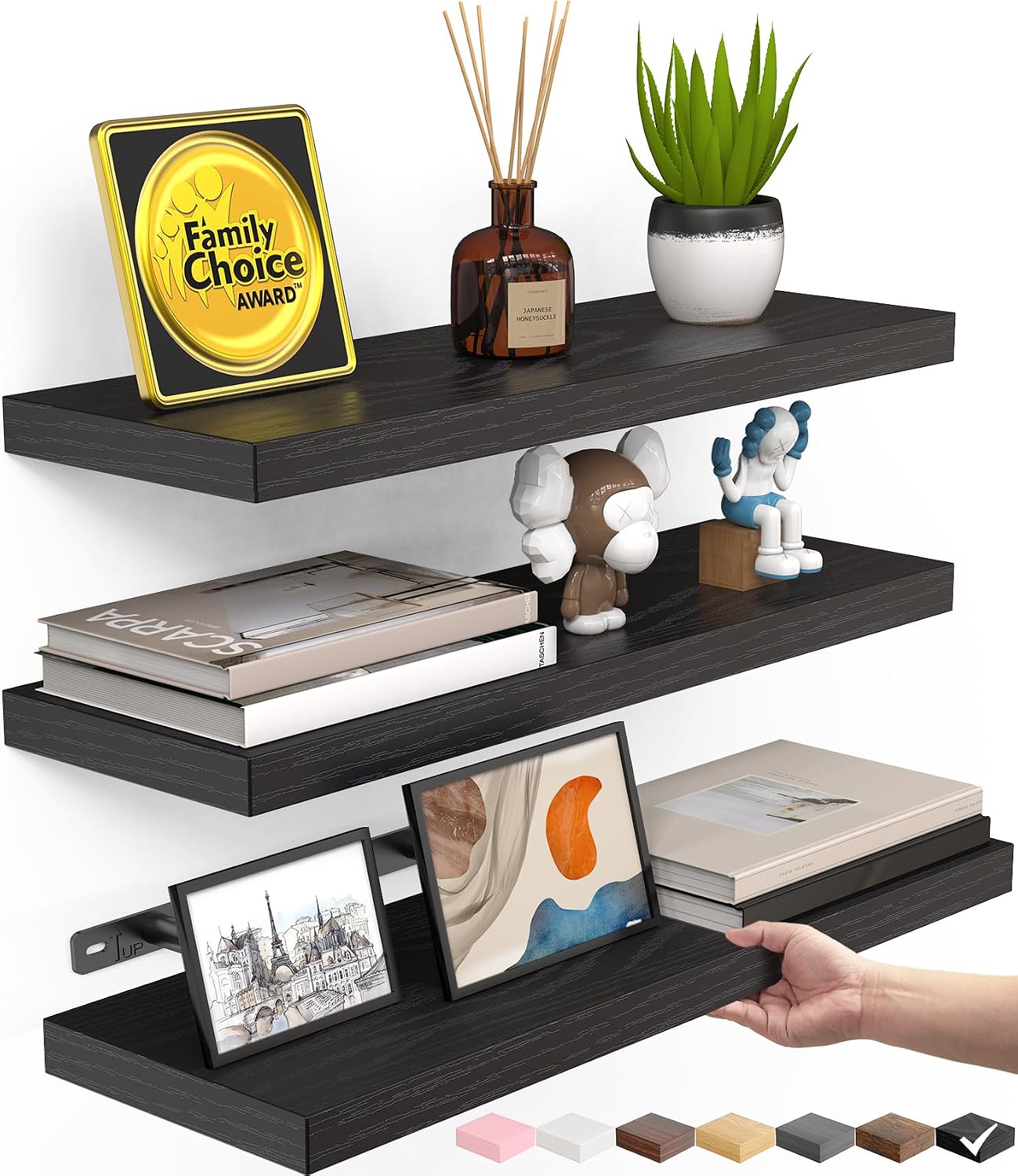 Rustic Brown Bathroom Floating Shelves