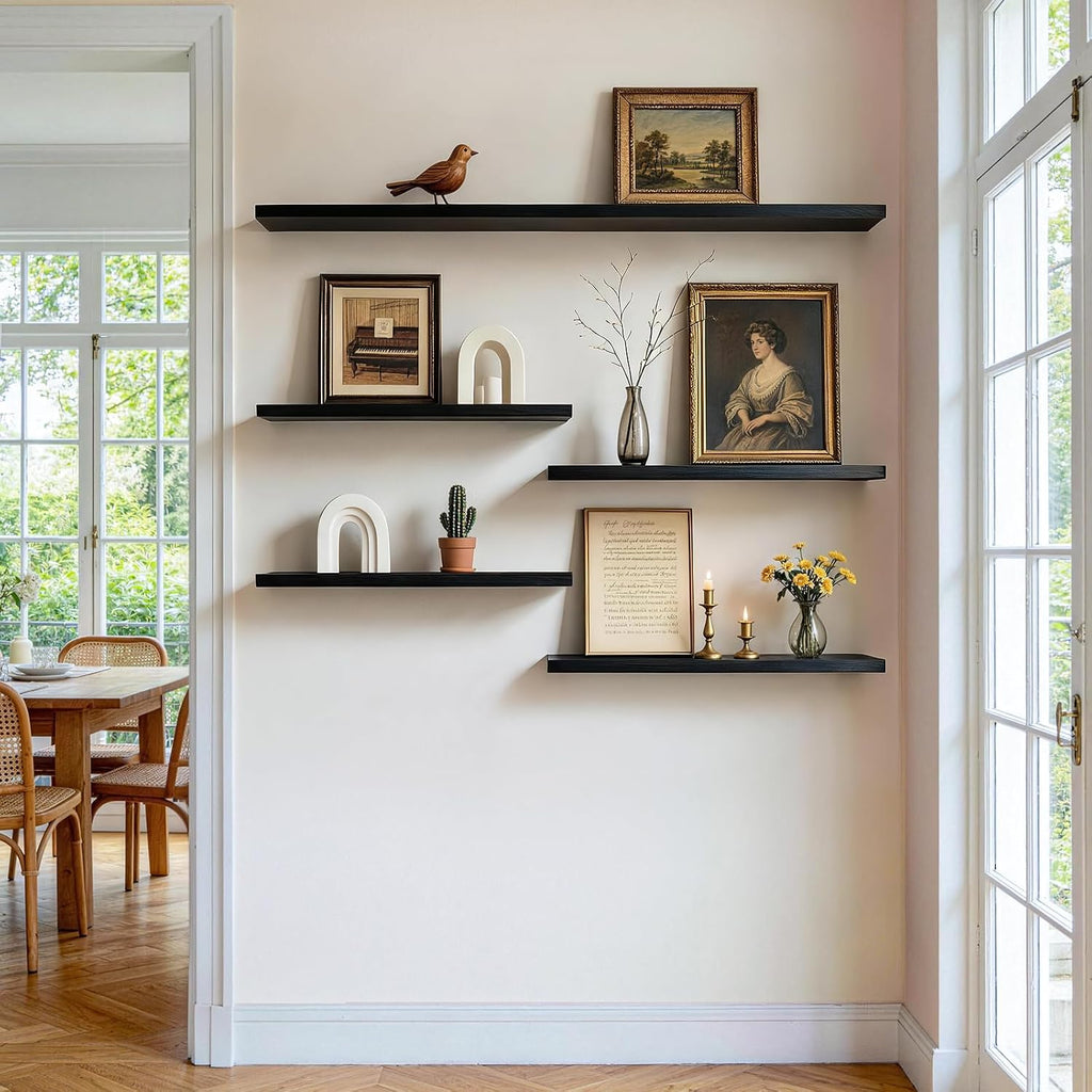 Rustic Brown Bathroom Floating Shelves