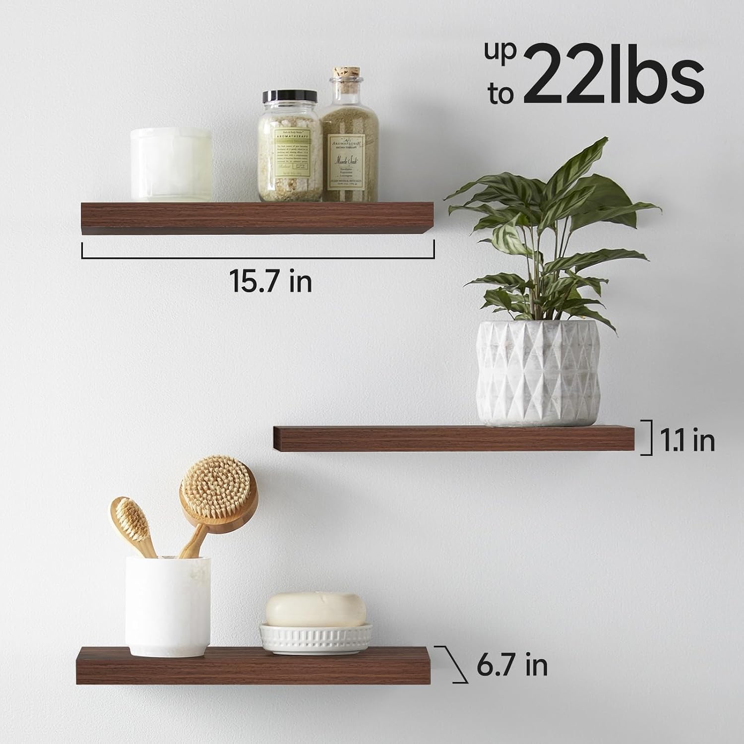 Rustic Brown Bathroom Floating Shelves