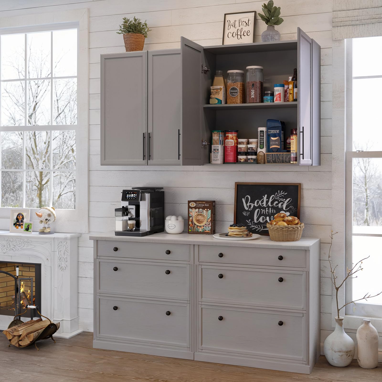 59" Wall Cabinets for Laundry Room with Adjustable Shelf