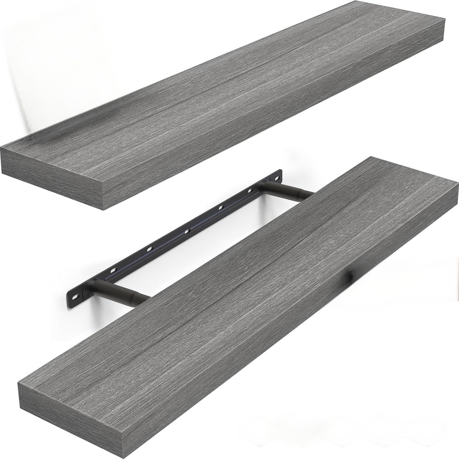 Rustic Brown Bathroom Floating Shelves