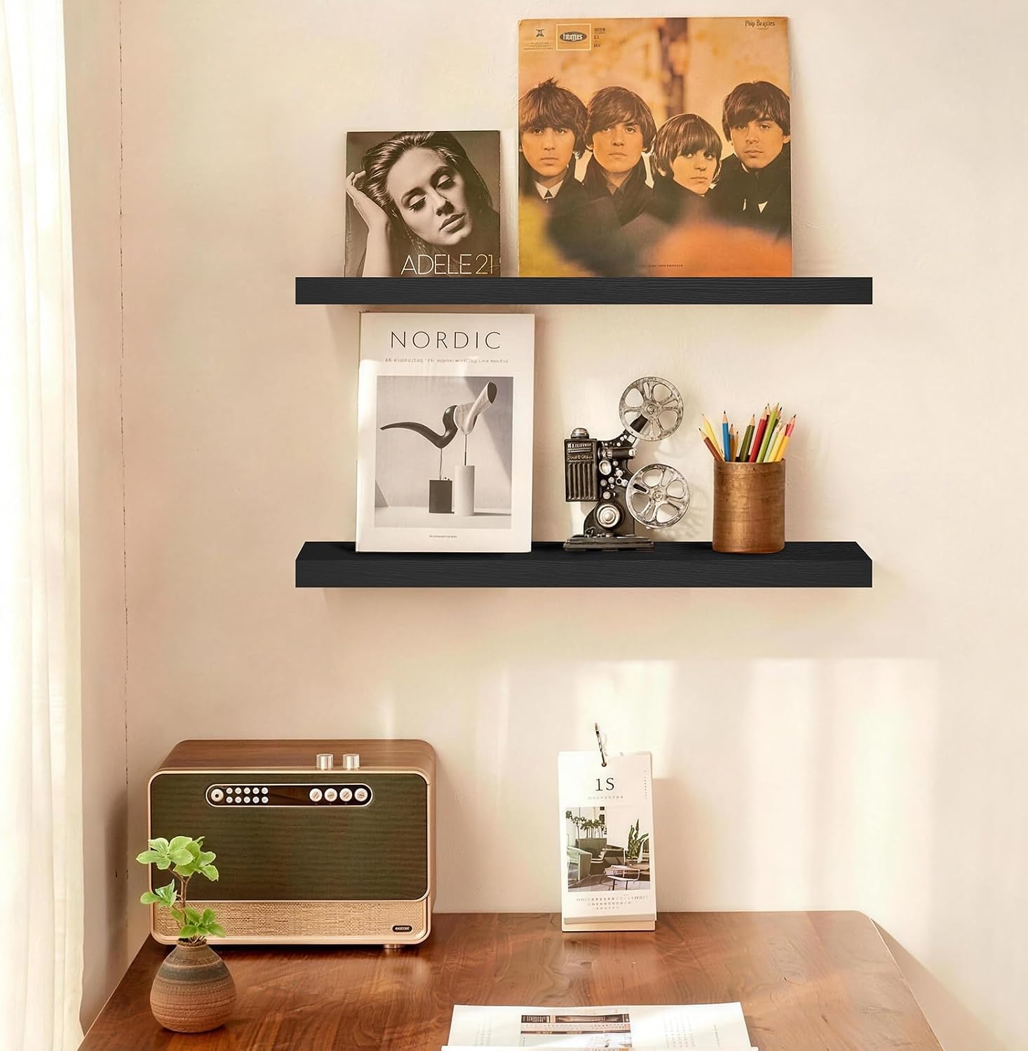 Rustic Brown Bathroom Floating Shelves