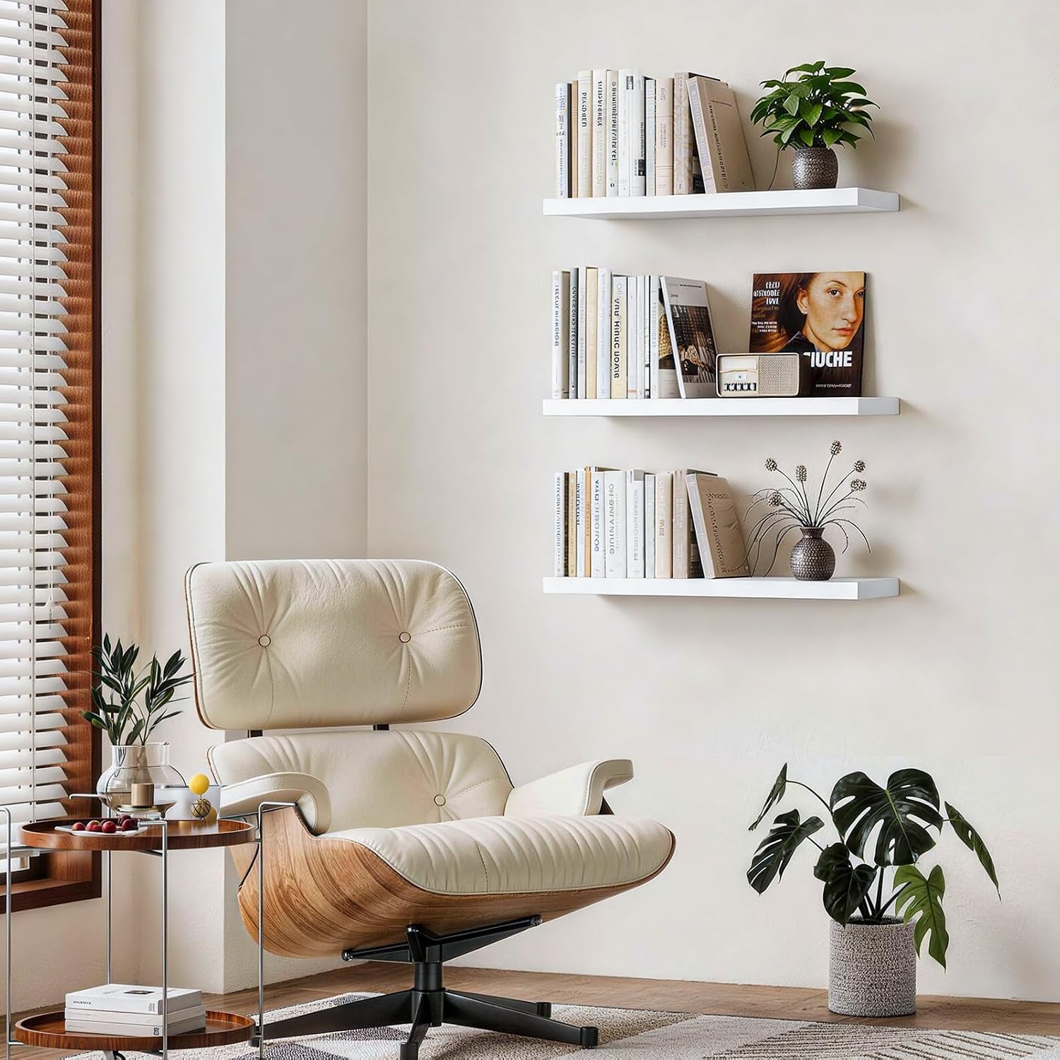 Rustic Brown Bathroom Floating Shelves