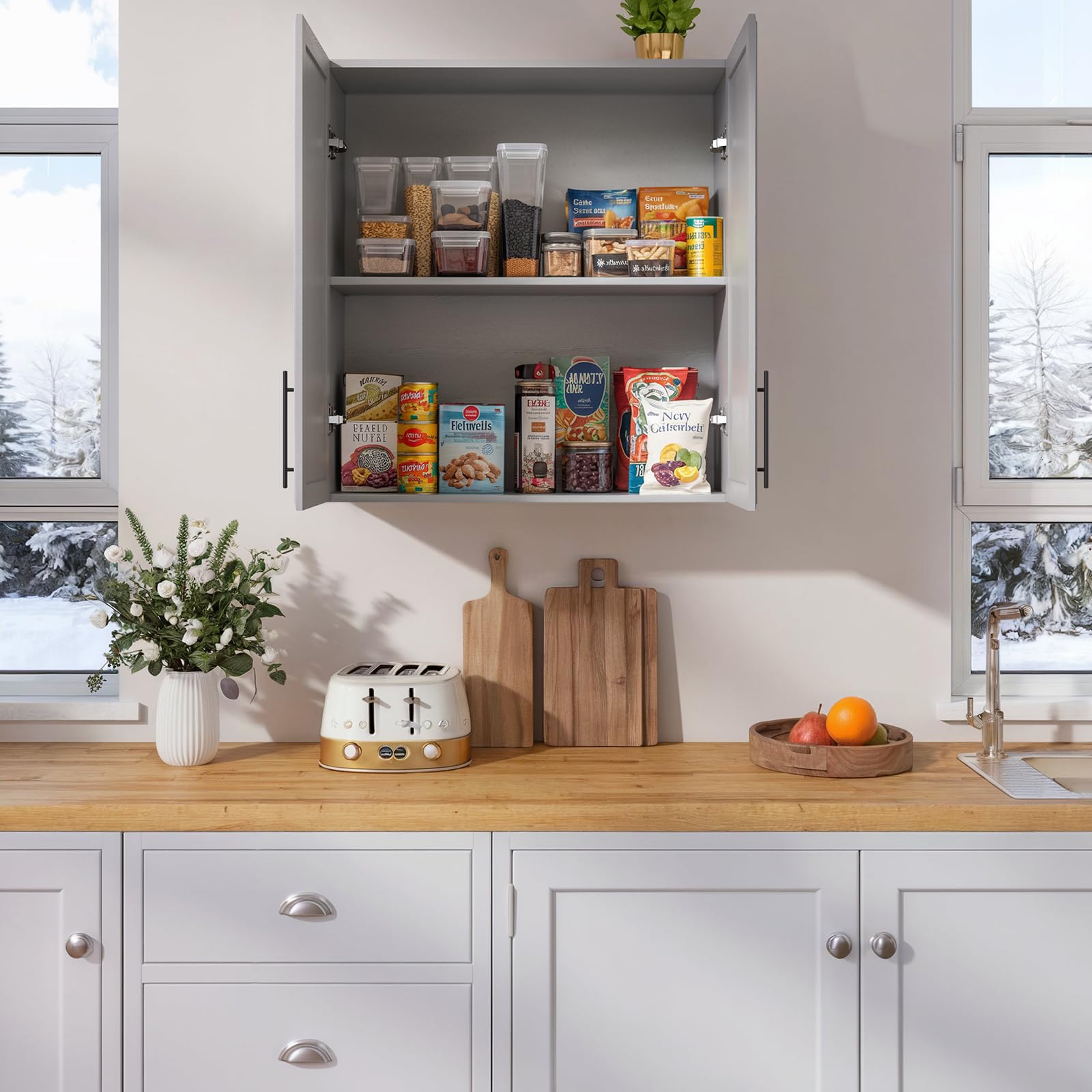 59" Wall Cabinets for Laundry Room with Adjustable Shelf