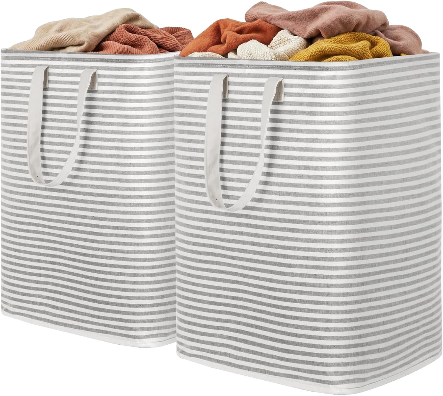 2 Pack Laundry Basket 80L Each, Collapsible Clothes Hamper with Reinforced Handles