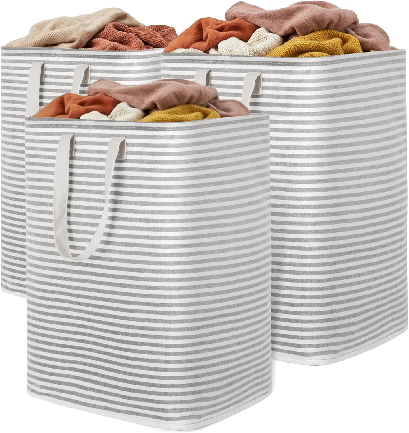 2 Pack Laundry Basket 80L Each, Collapsible Clothes Hamper with Reinforced Handles