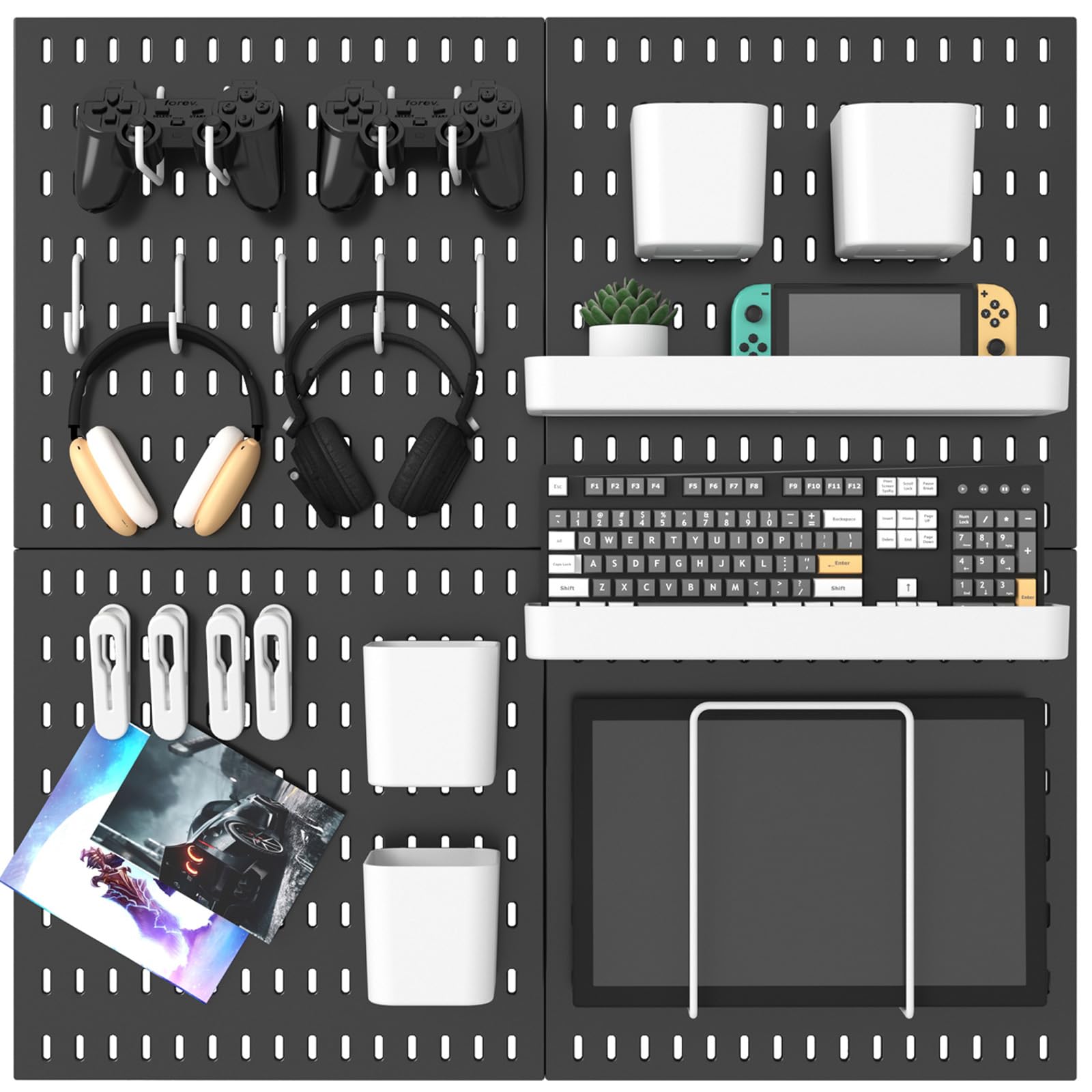 Pegboard Combination Kit, 25.2" x 25.2" Wall Mounted Storage Set