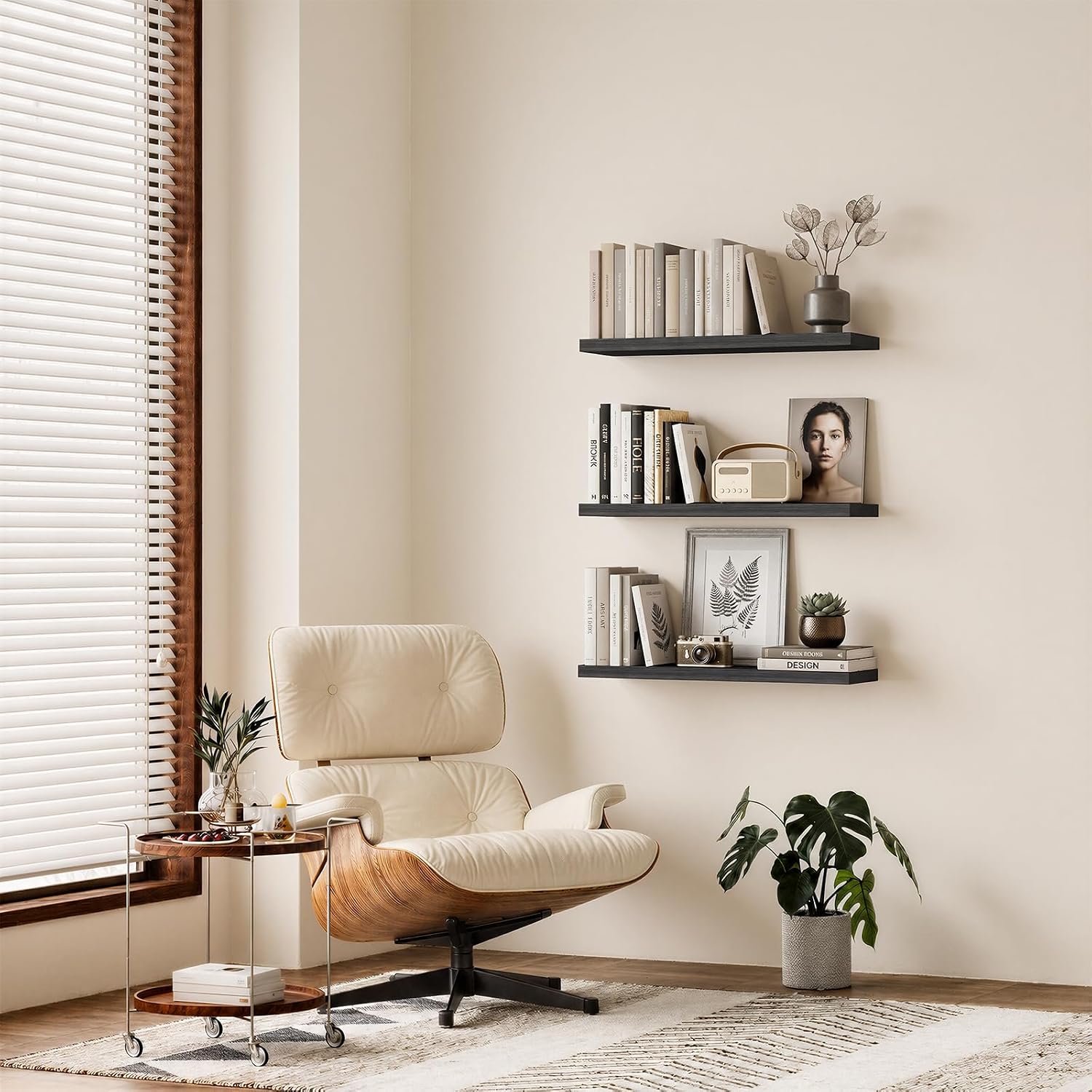 Rustic Brown Bathroom Floating Shelves