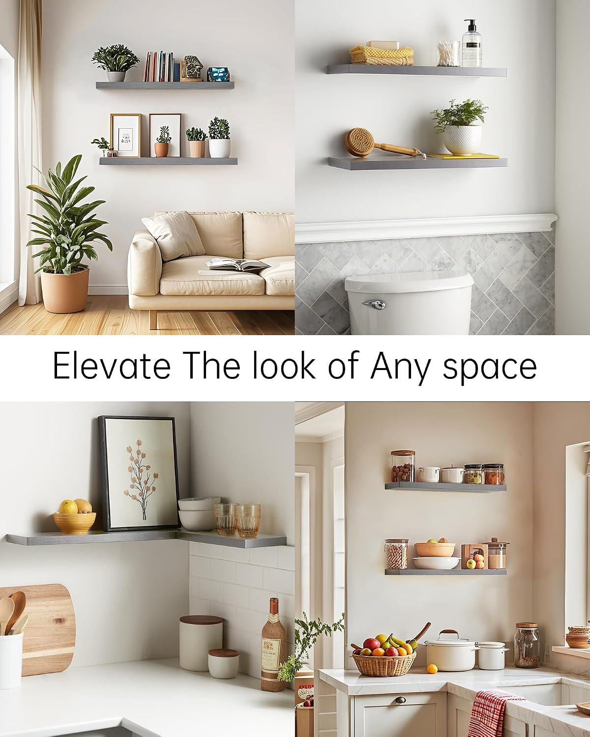 Rustic Brown Bathroom Floating Shelves