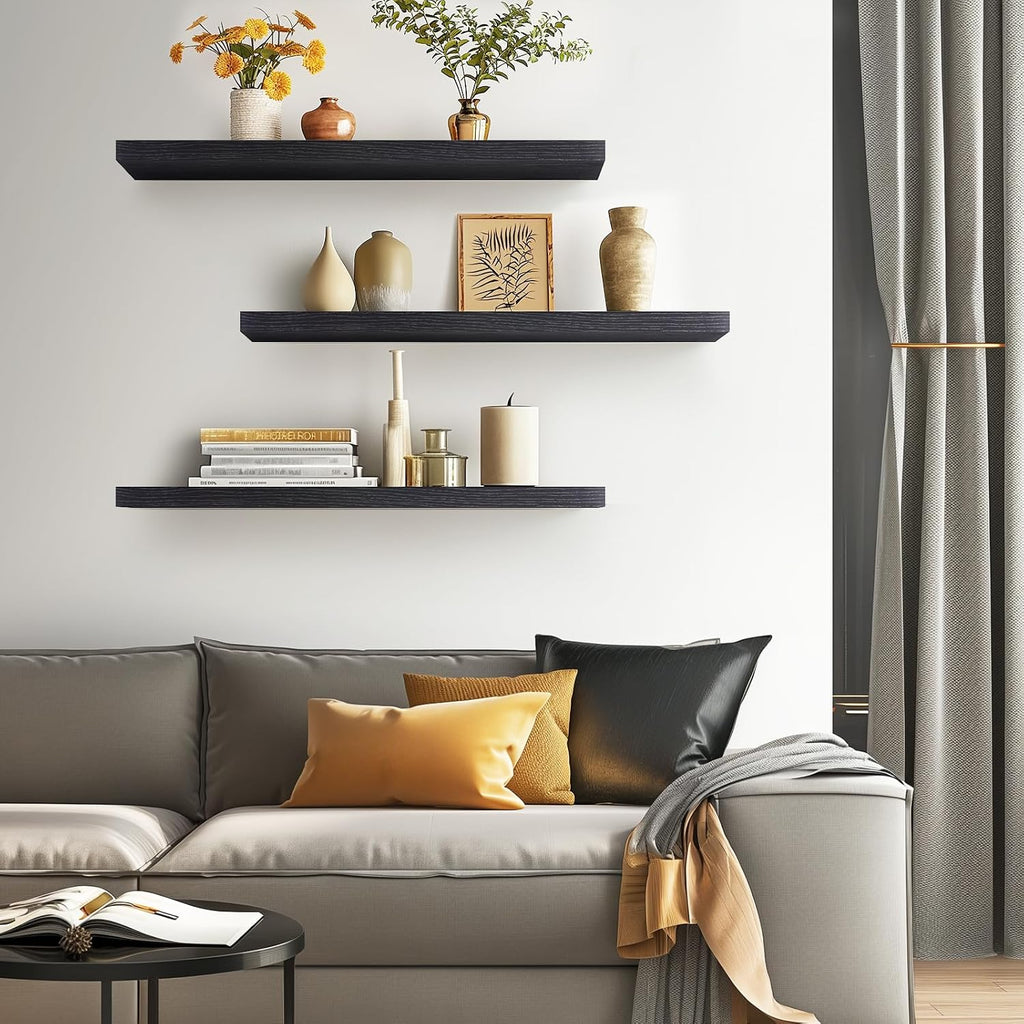 Rustic Brown Bathroom Floating Shelves