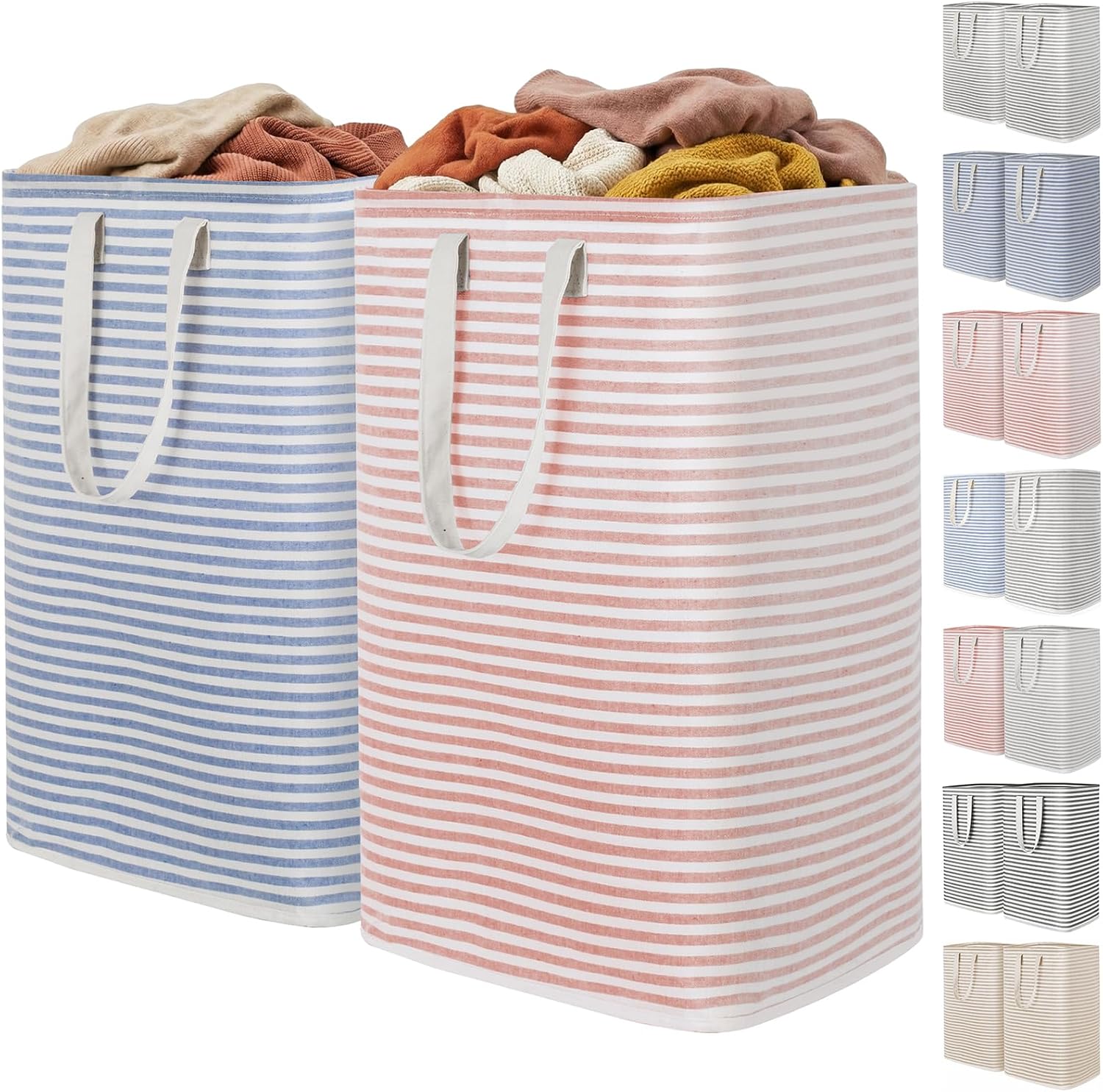 2 Pack Laundry Basket 80L Each, Collapsible Clothes Hamper with Reinforced Handles