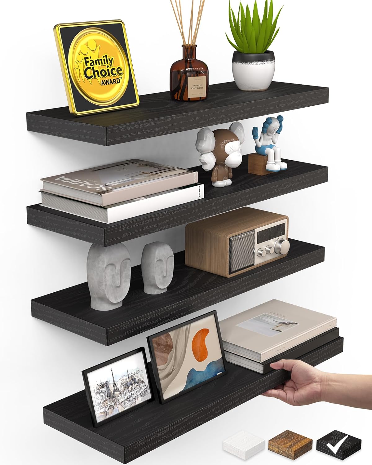 Rustic Brown Bathroom Floating Shelves