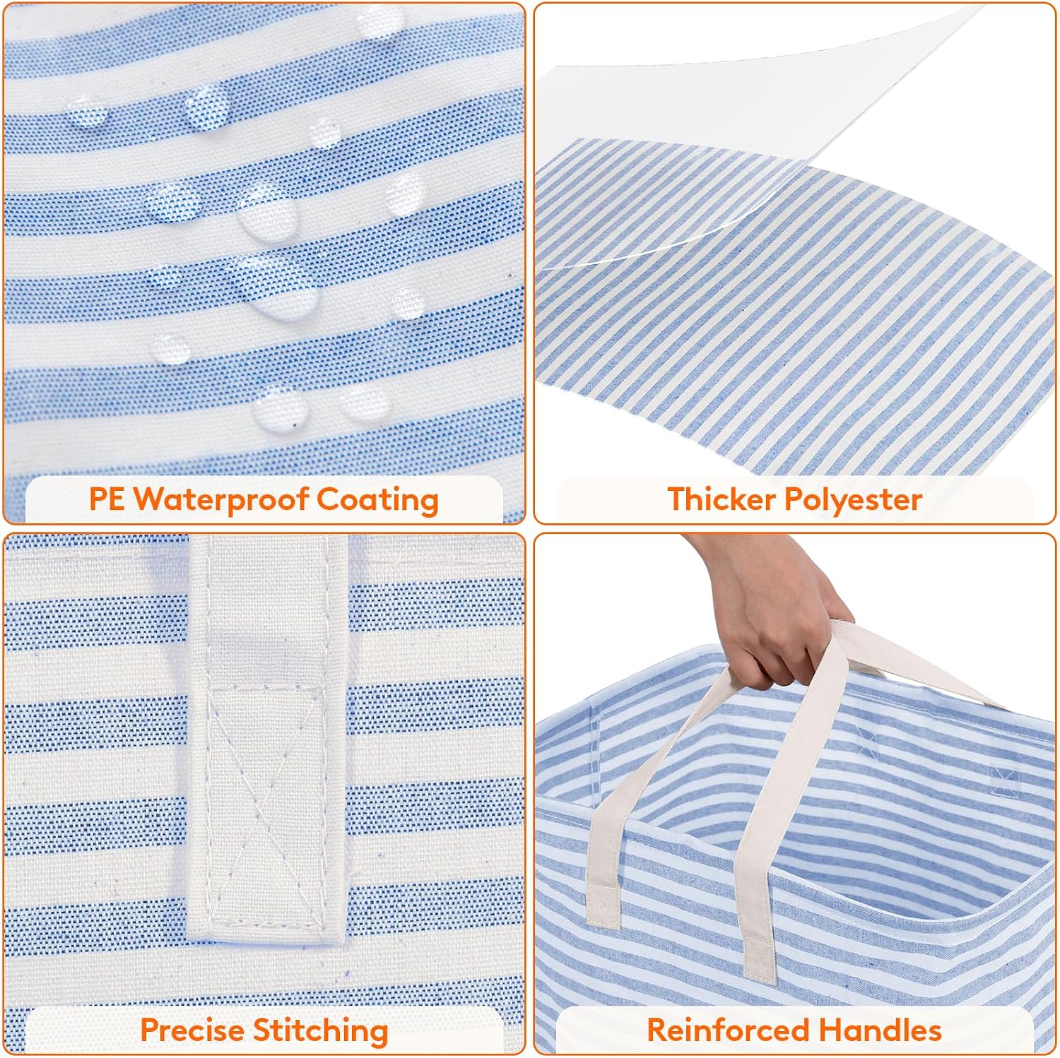 2 Pack Laundry Basket 80L Each, Collapsible Clothes Hamper with Reinforced Handles