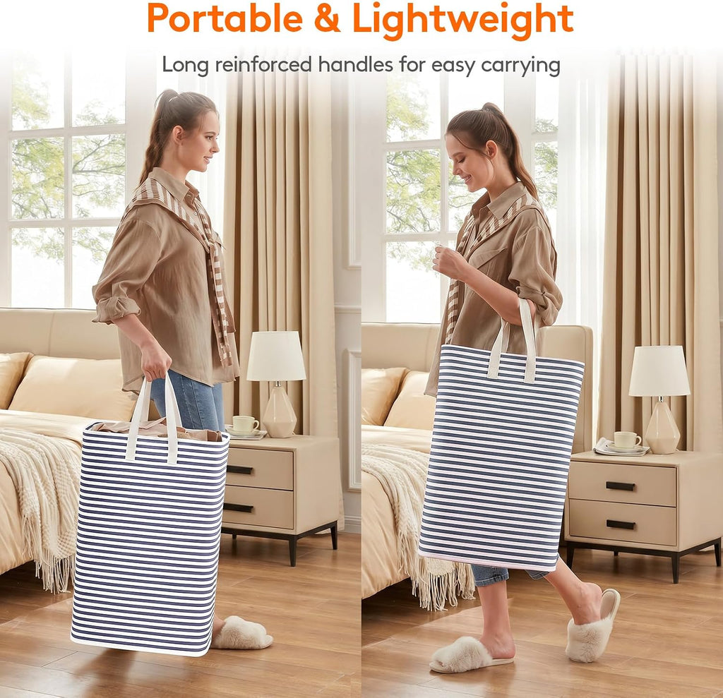 2 Pack Laundry Basket 80L Each, Collapsible Clothes Hamper with Reinforced Handles
