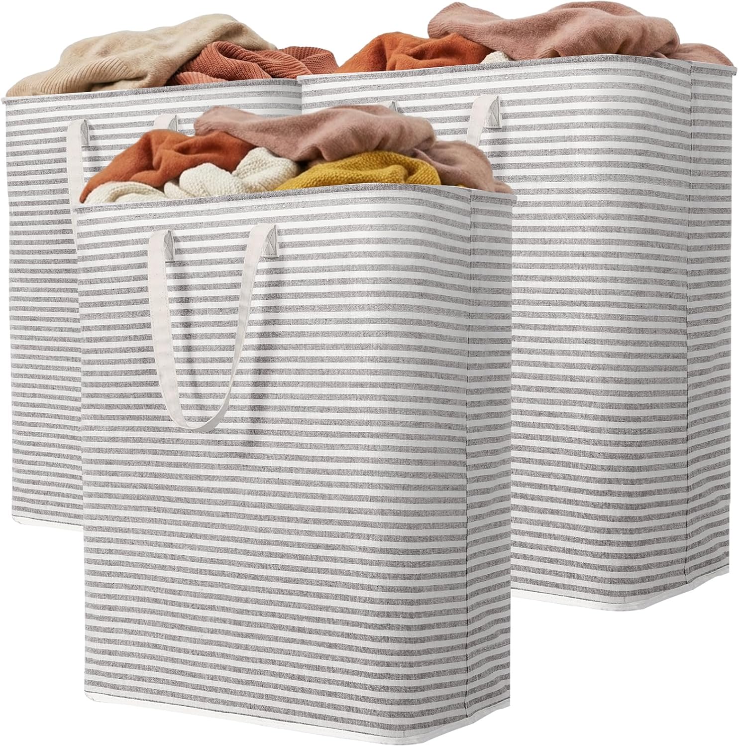 2 Pack Laundry Basket 80L Each, Collapsible Clothes Hamper with Reinforced Handles