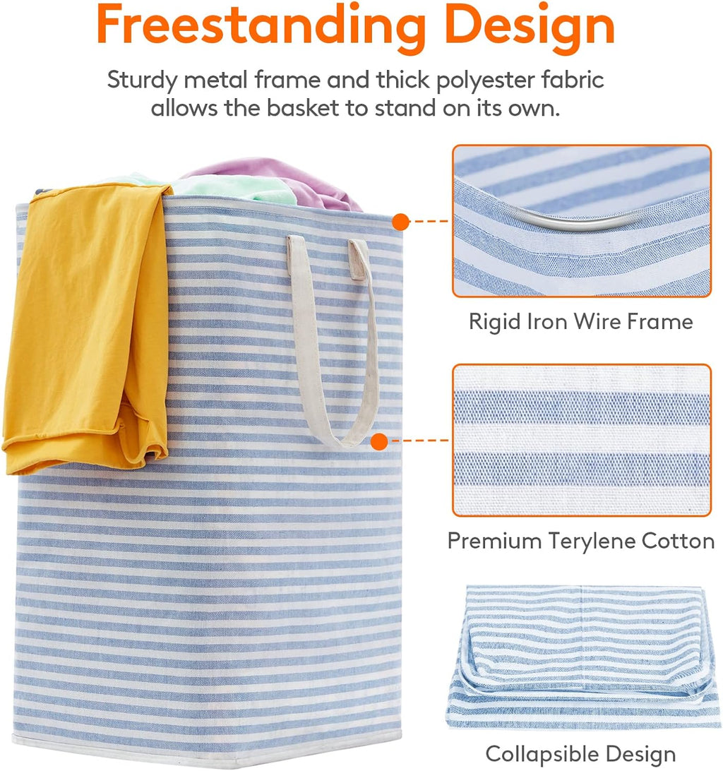 2 Pack Laundry Basket 80L Each, Collapsible Clothes Hamper with Reinforced Handles