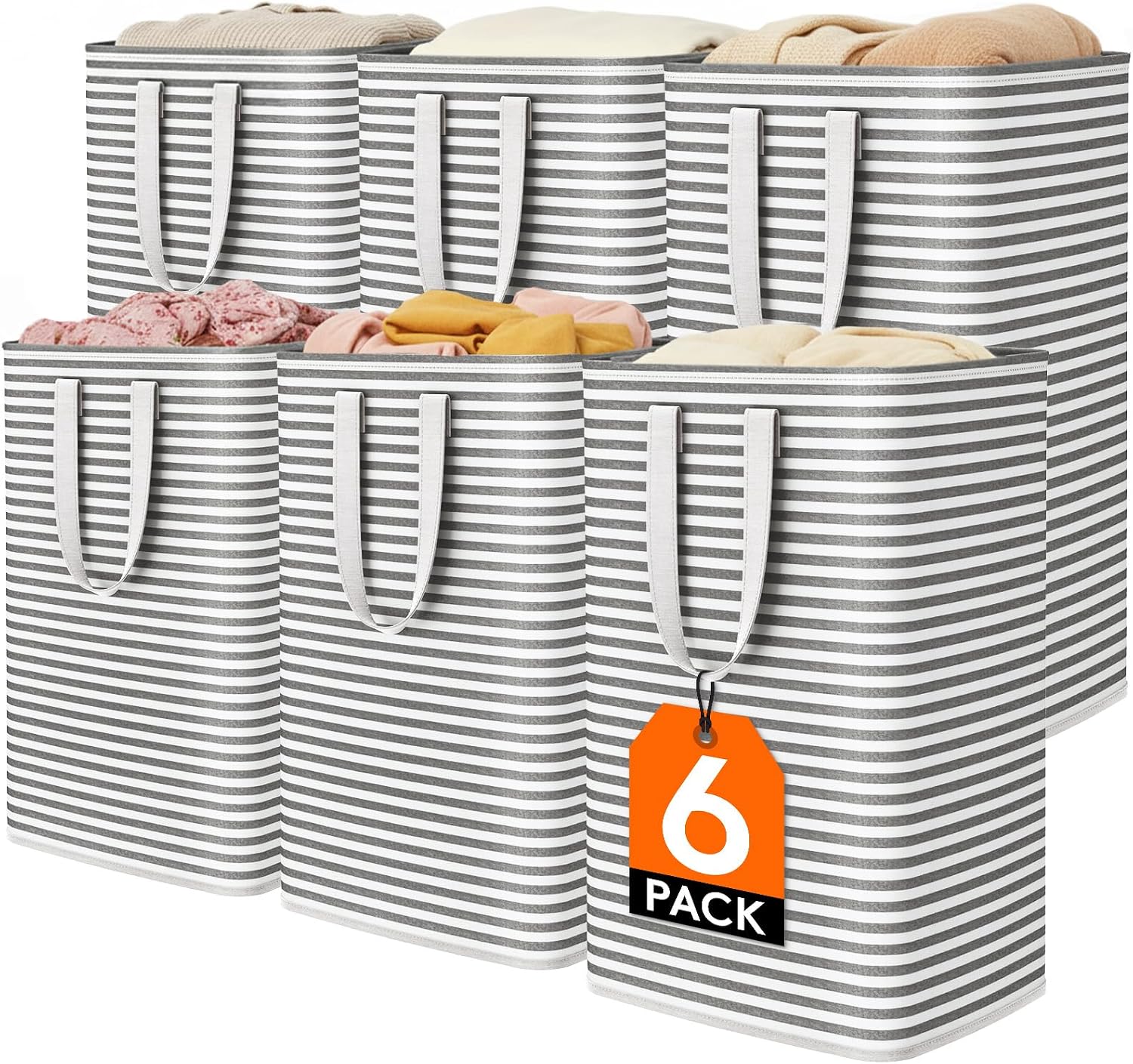 2 Pack Laundry Basket 80L Each, Collapsible Clothes Hamper with Reinforced Handles