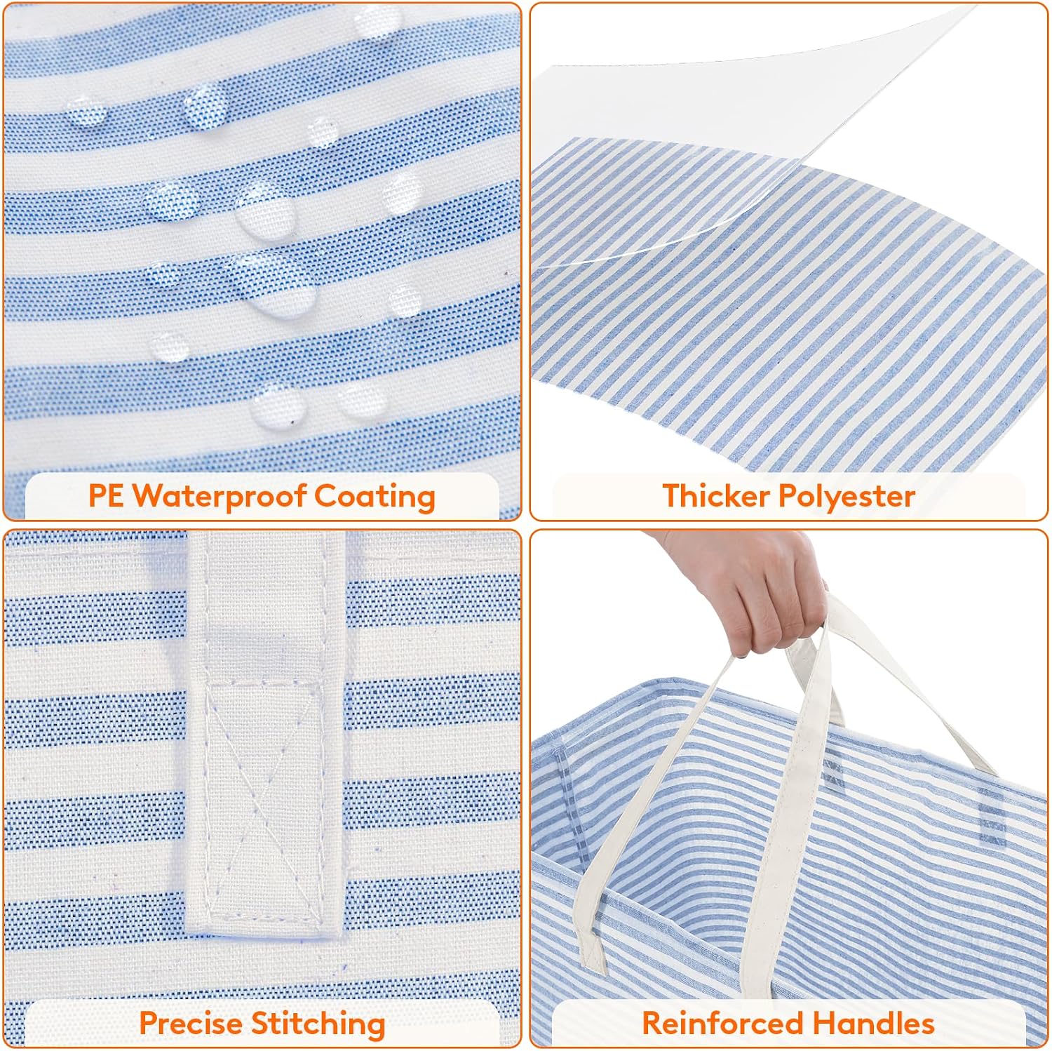 2 Pack Laundry Basket 80L Each, Collapsible Clothes Hamper with Reinforced Handles