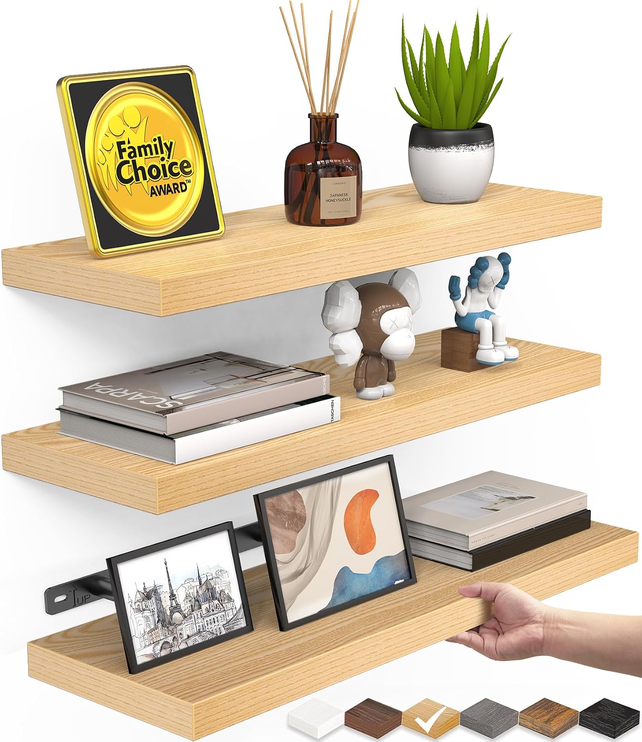 Rustic Brown Bathroom Floating Shelves