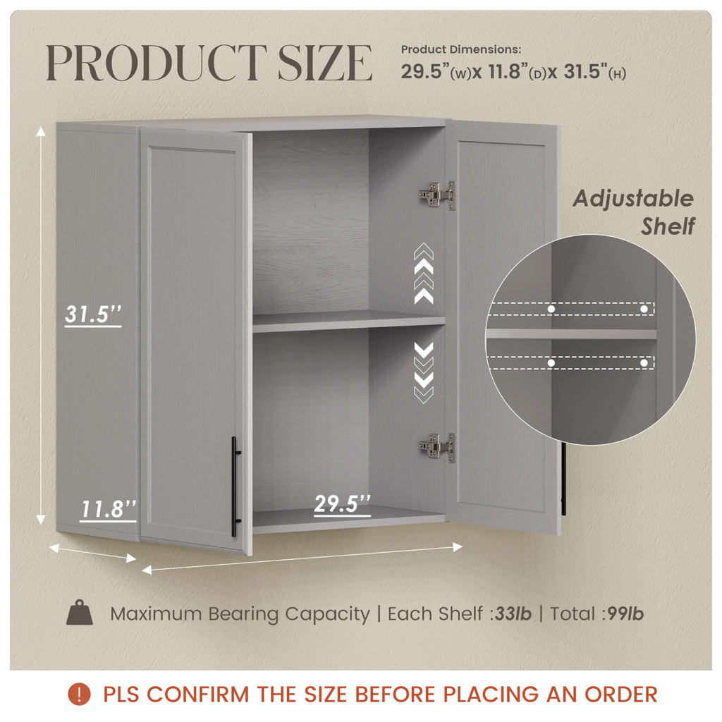 59" Wall Cabinets for Laundry Room with Adjustable Shelf
