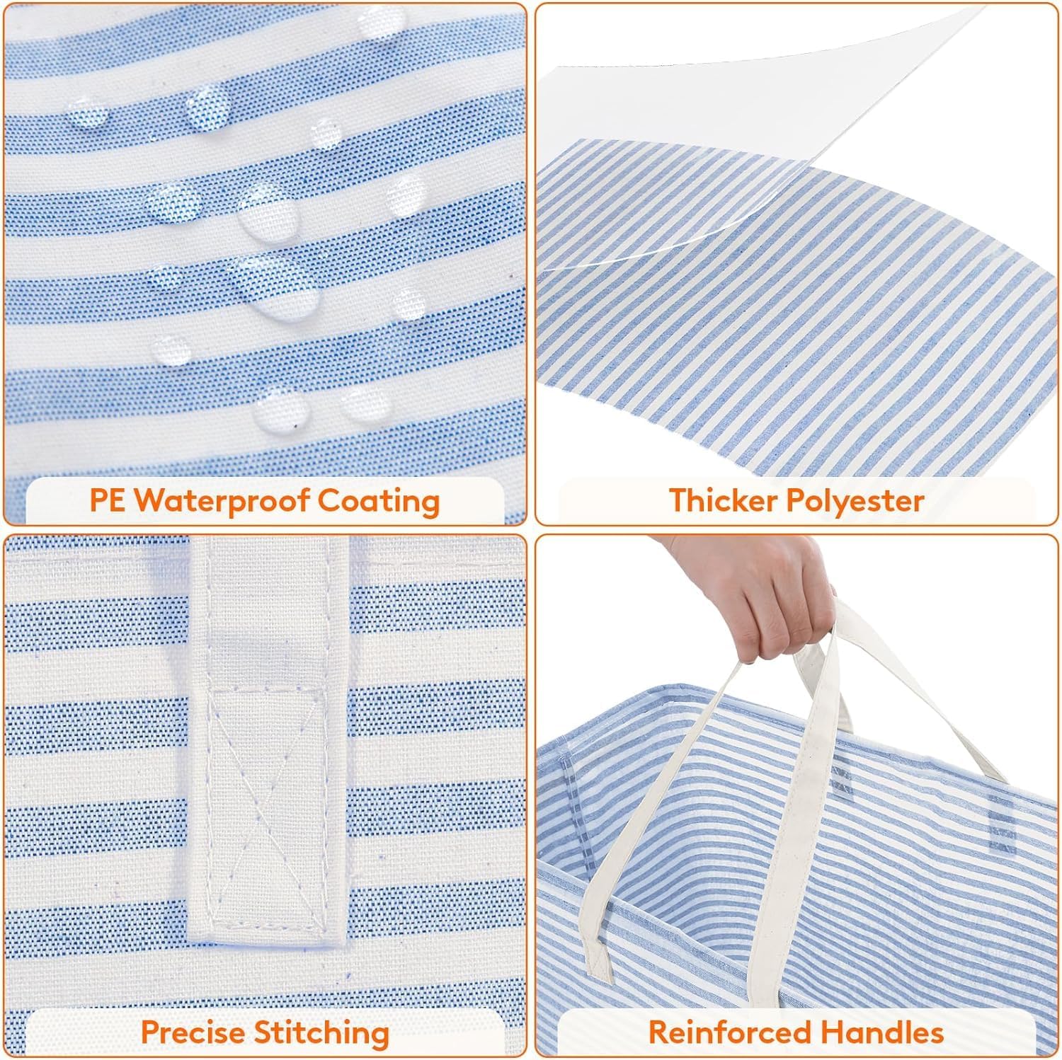 2 Pack Laundry Basket 80L Each, Collapsible Clothes Hamper with Reinforced Handles